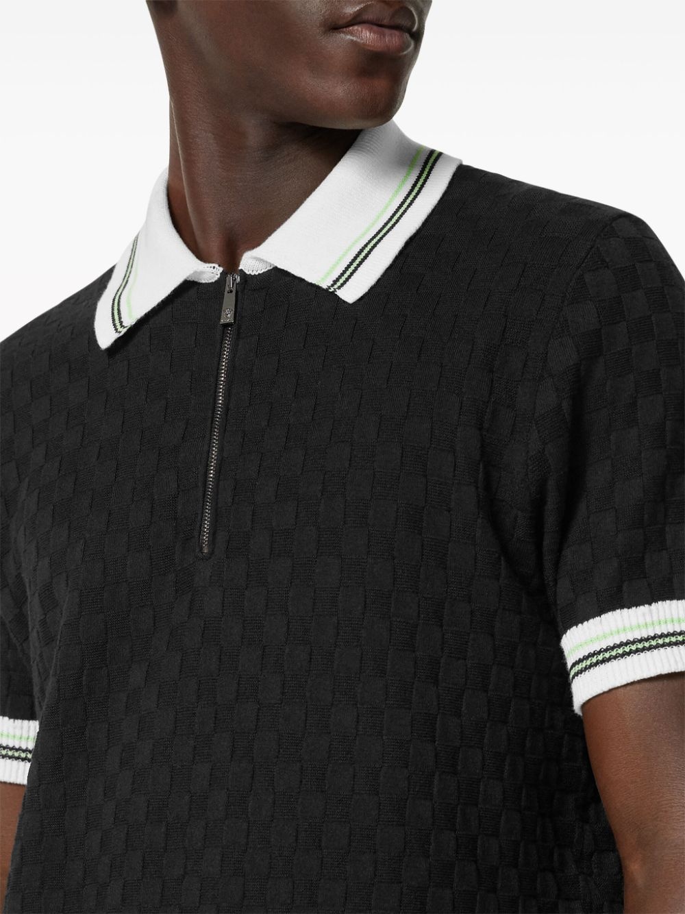zip-front knit polo top - 5