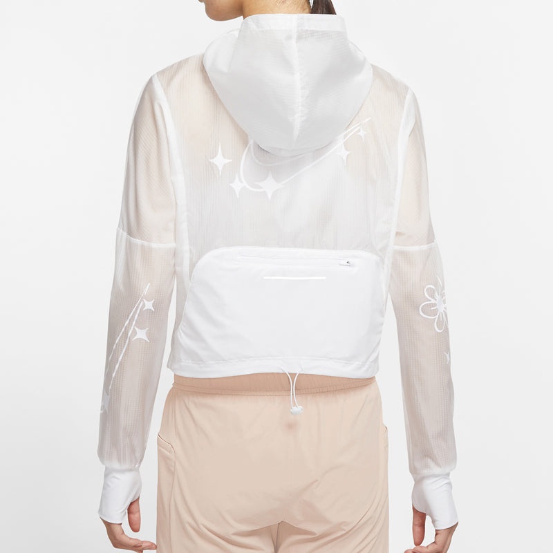 (WMNS) Nike Logo Printing Hooded Jacket White CW1562-100 - 4