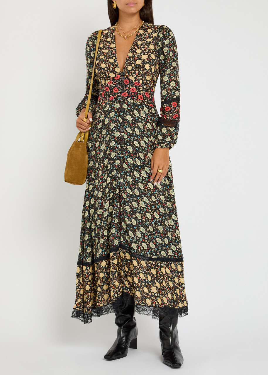 Rixo Raven Floral-print Crepe de Chine Maxi Dress - 4