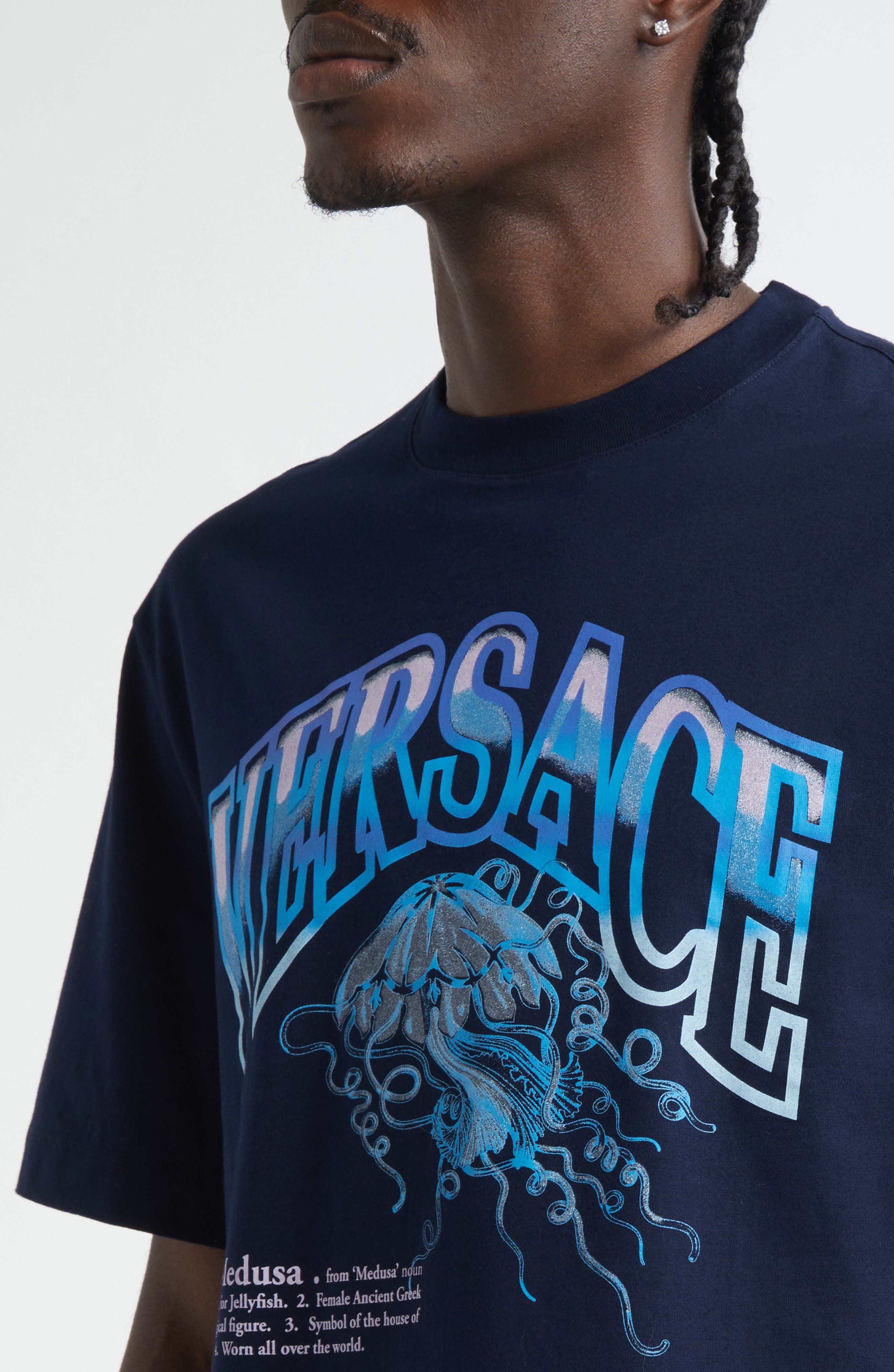Versace La Medusa Varsity Graphic T-Shirt in Navy Blue at Nordstrom - 4