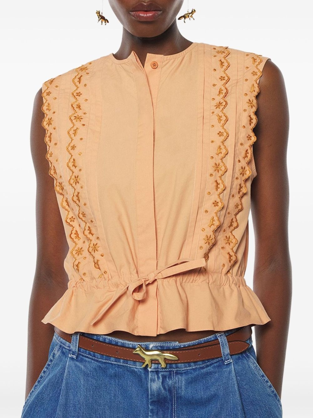 embroidered sleeveless blouse - 4