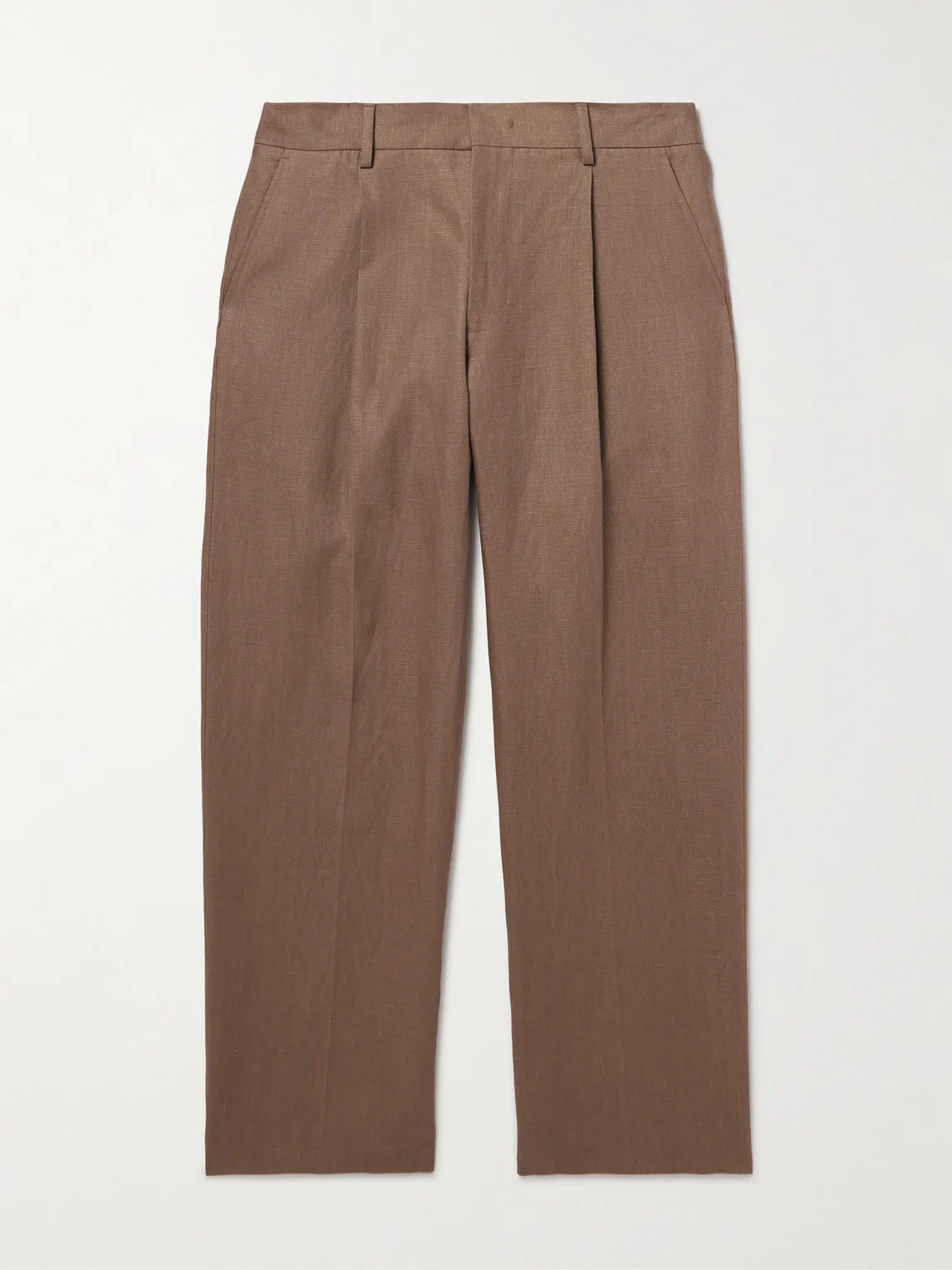 Kay 1454 Straight-Leg Pleated Linen Trousers - 1