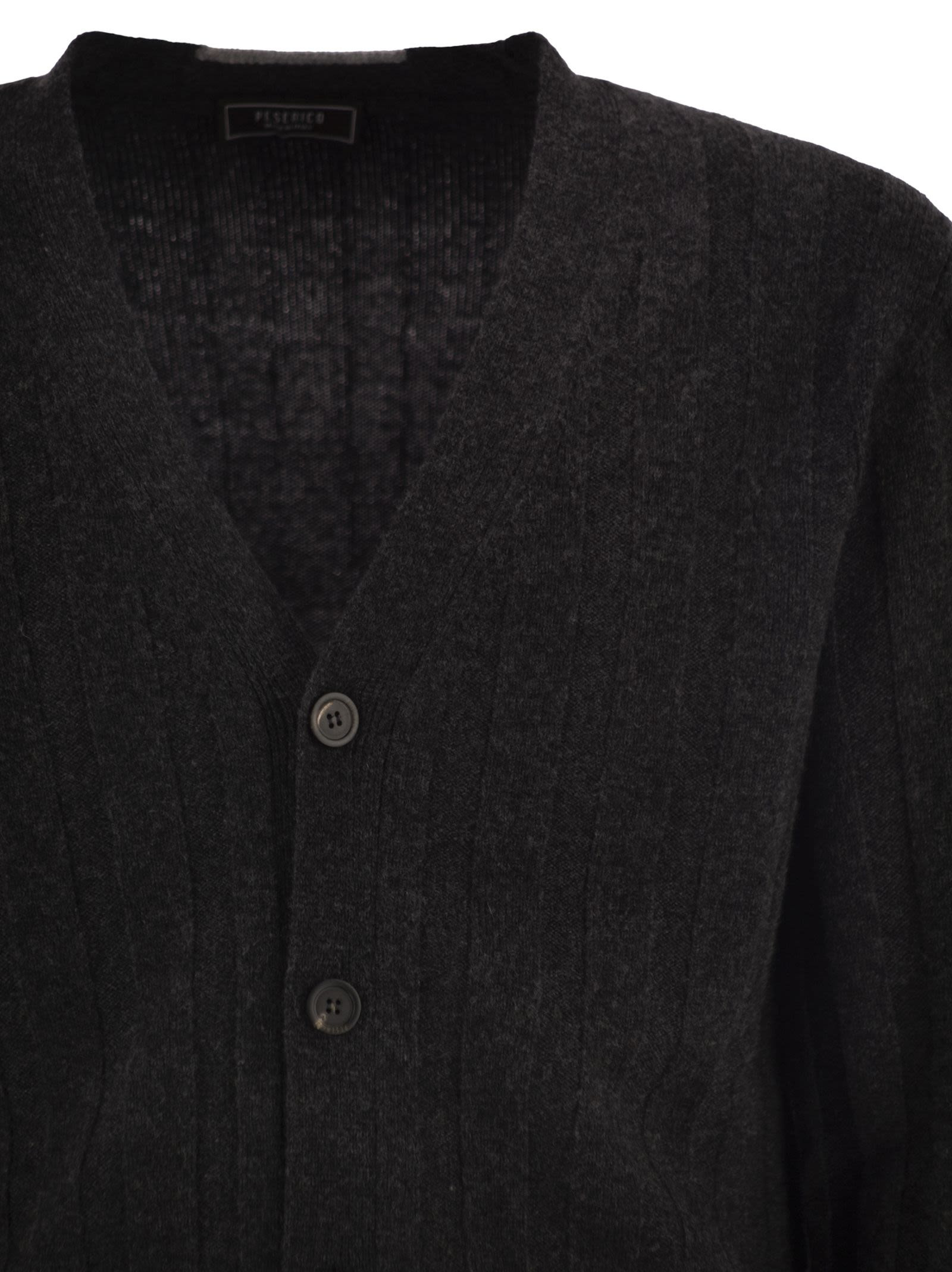 Peserico - Peserico Men Wool And Cashmere Cardigan With V-Neck - 4