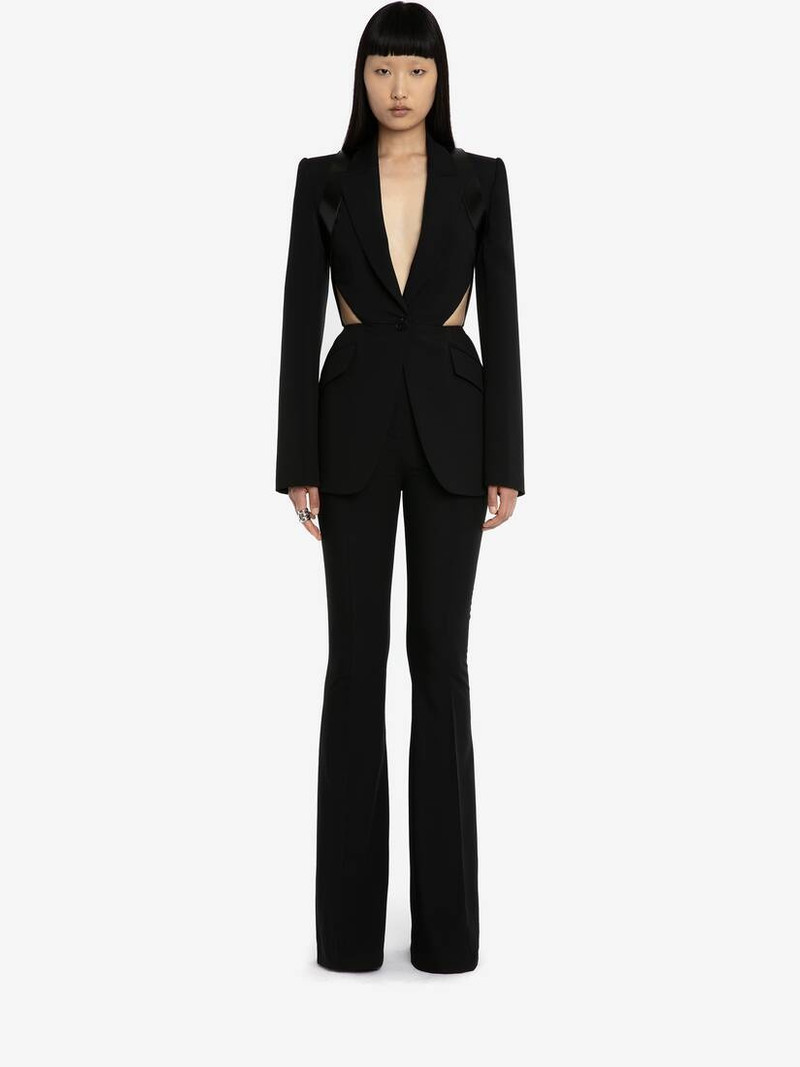 Alexander McQueen Women's Slashed Leather Harness Jacket in Black outlook