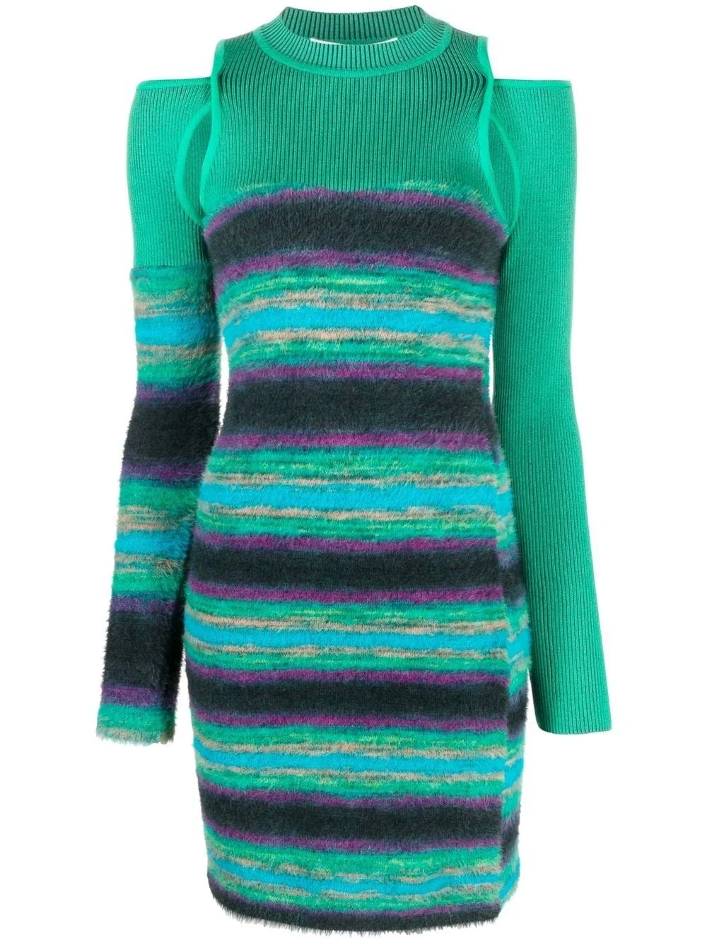 stripe-pattern knitted dress - 1