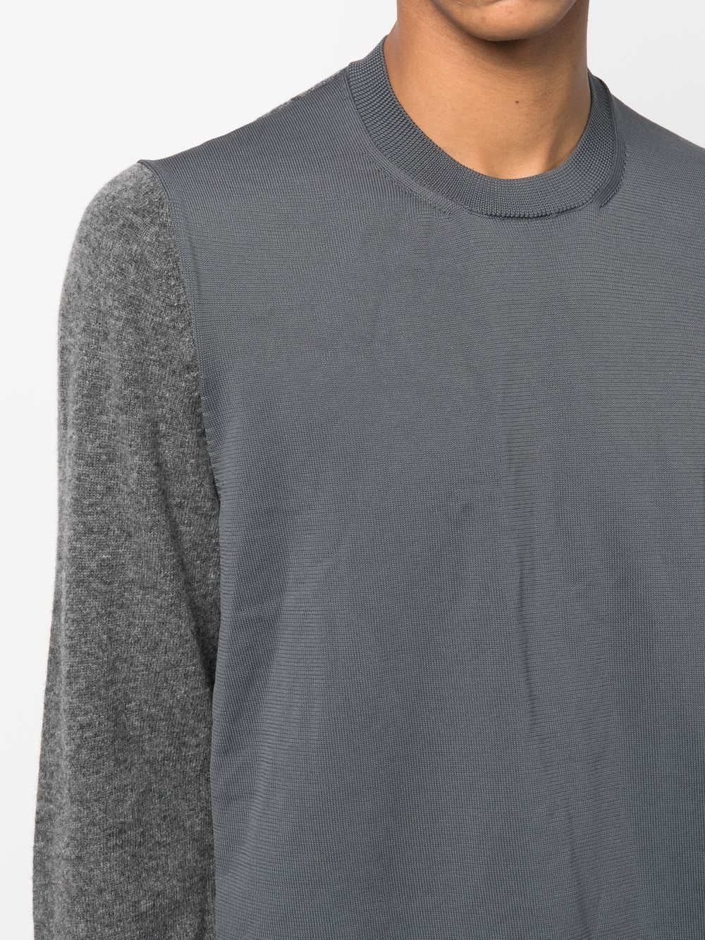 contrast-panel crew-neck jumper - 5