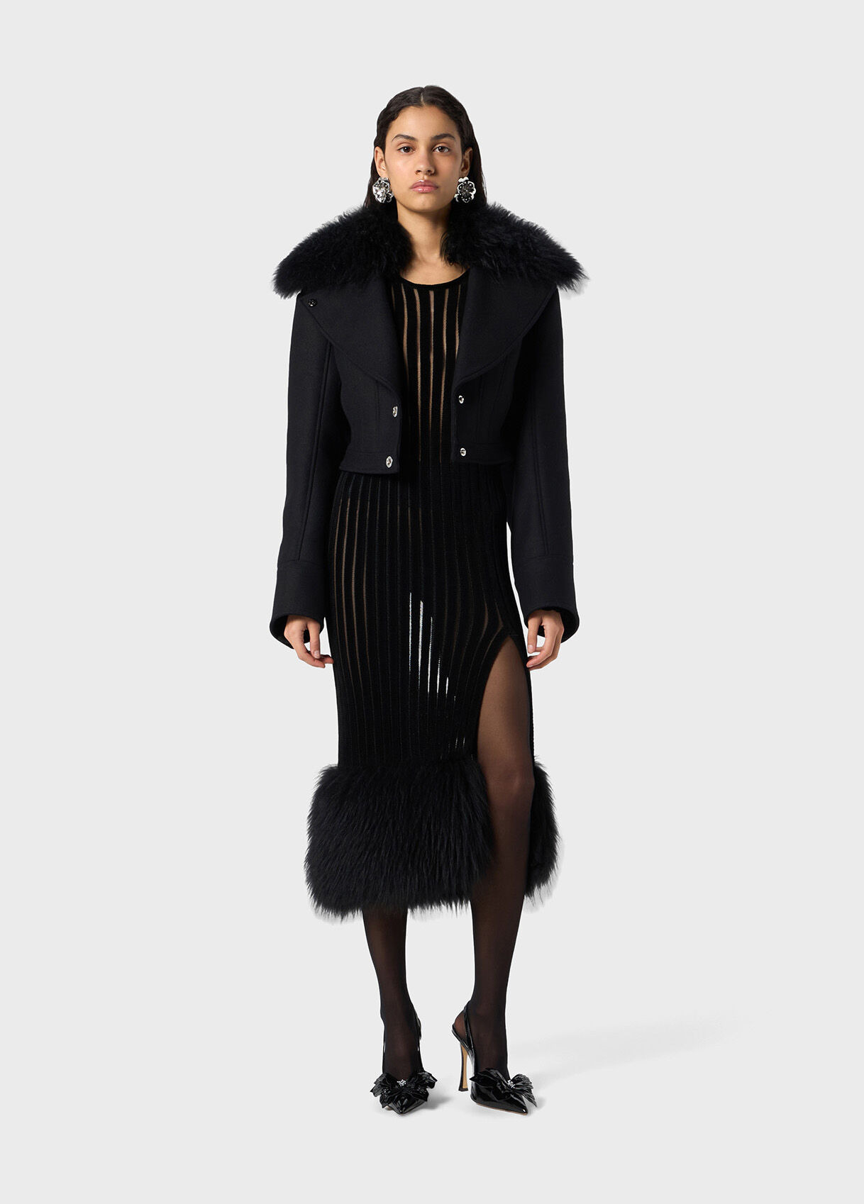 MIDI KNIT DRESS WITH FUR - 5