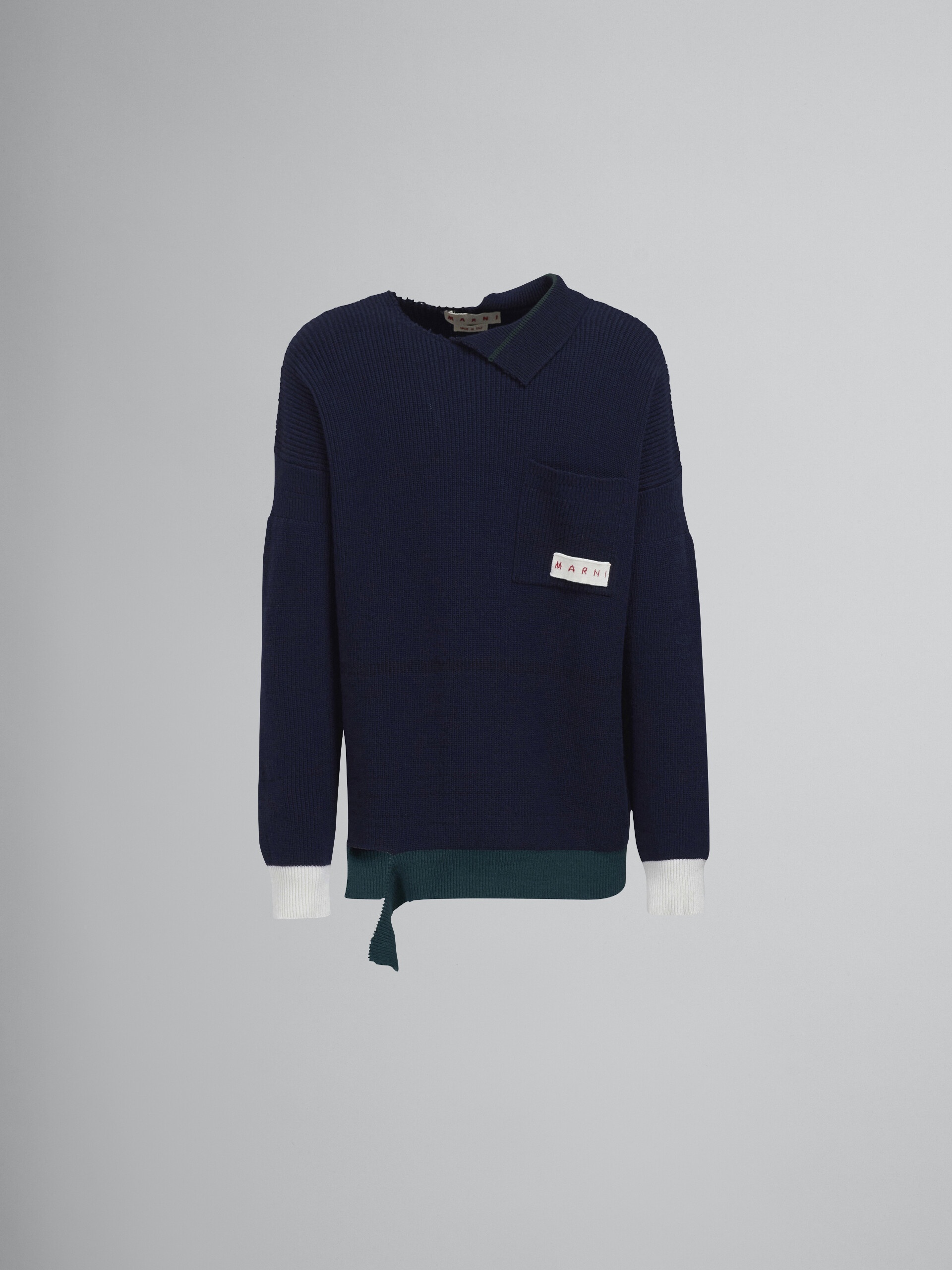 SHETLAND WOOL AND COTTON CREWNECK SWEATER - 1