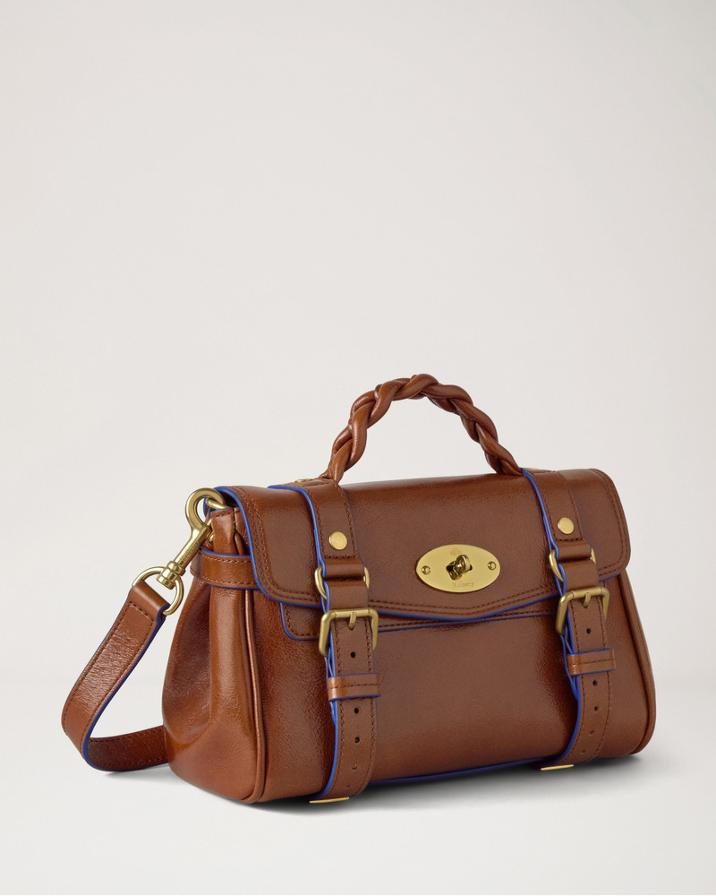 Mini Alexa Oak & Pigment Blue Smooth Glossy Leather 3