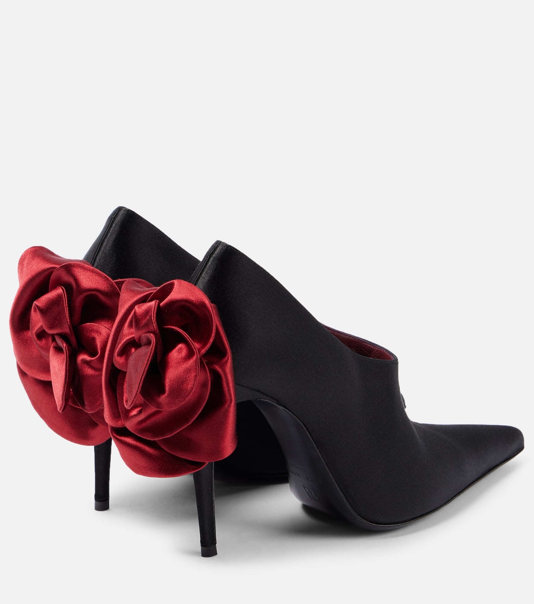 Floral-appliqué satin pumps - 2