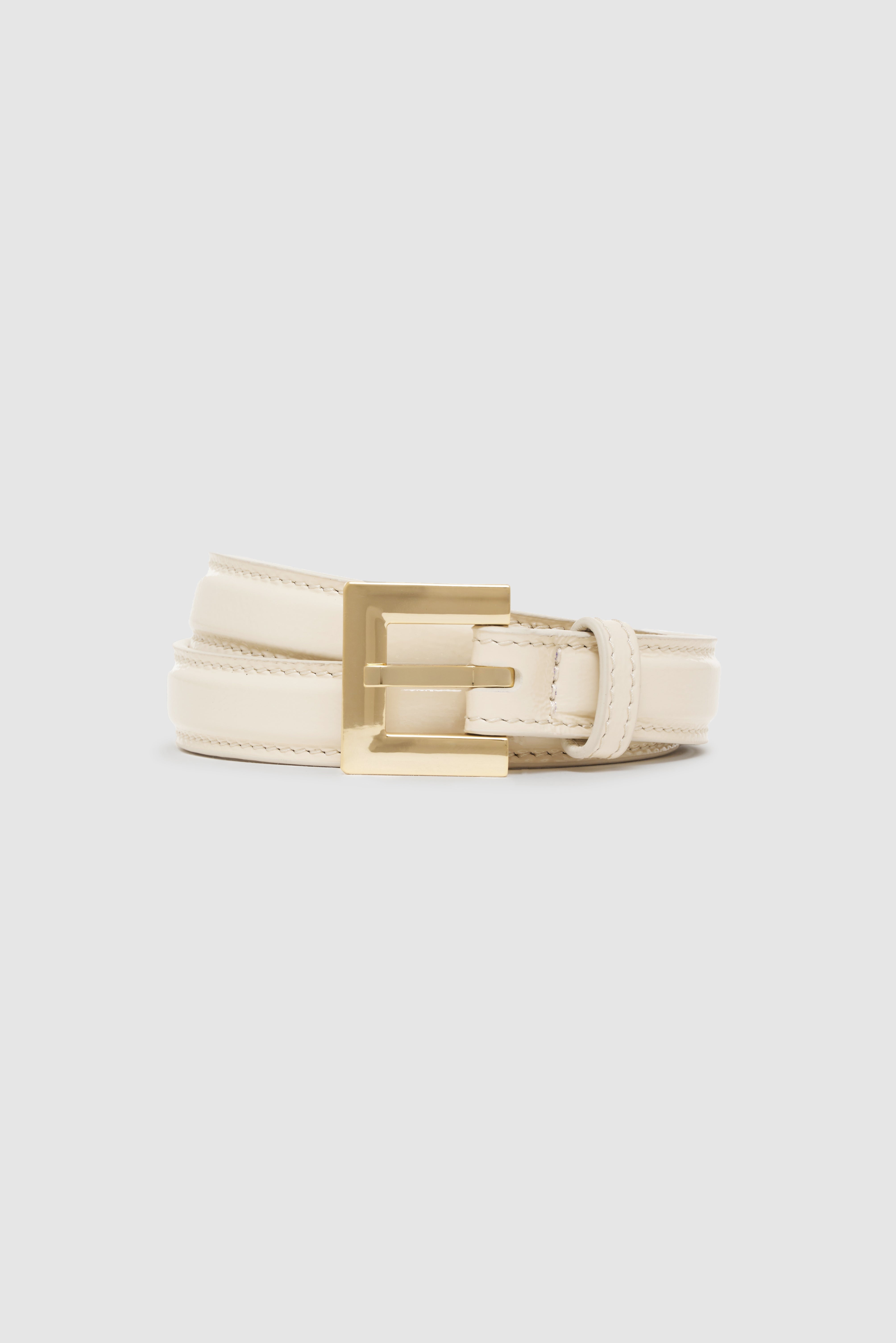 Nicola Belt - Bone Crinkled Patent - 4