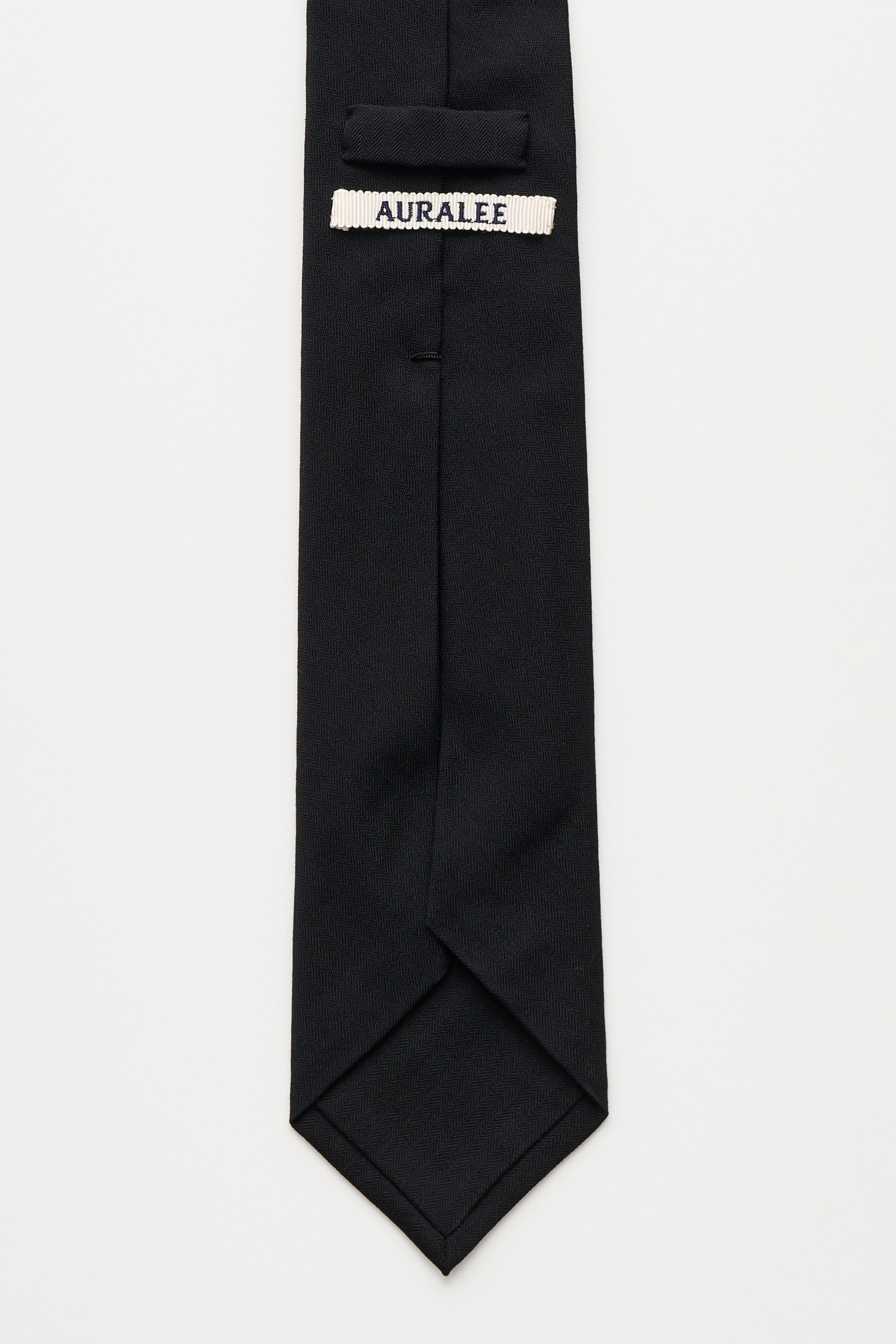AURALEE WOOL HERRINGBONE TIE BLACK - 2