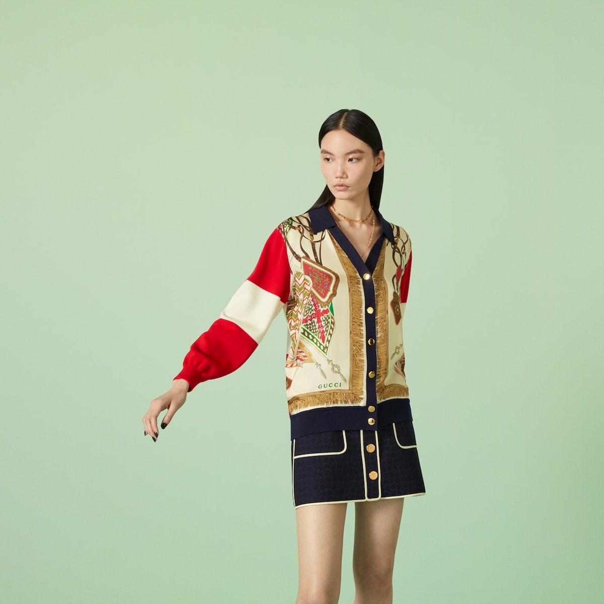 Extra fine wool printed cardigan - 5