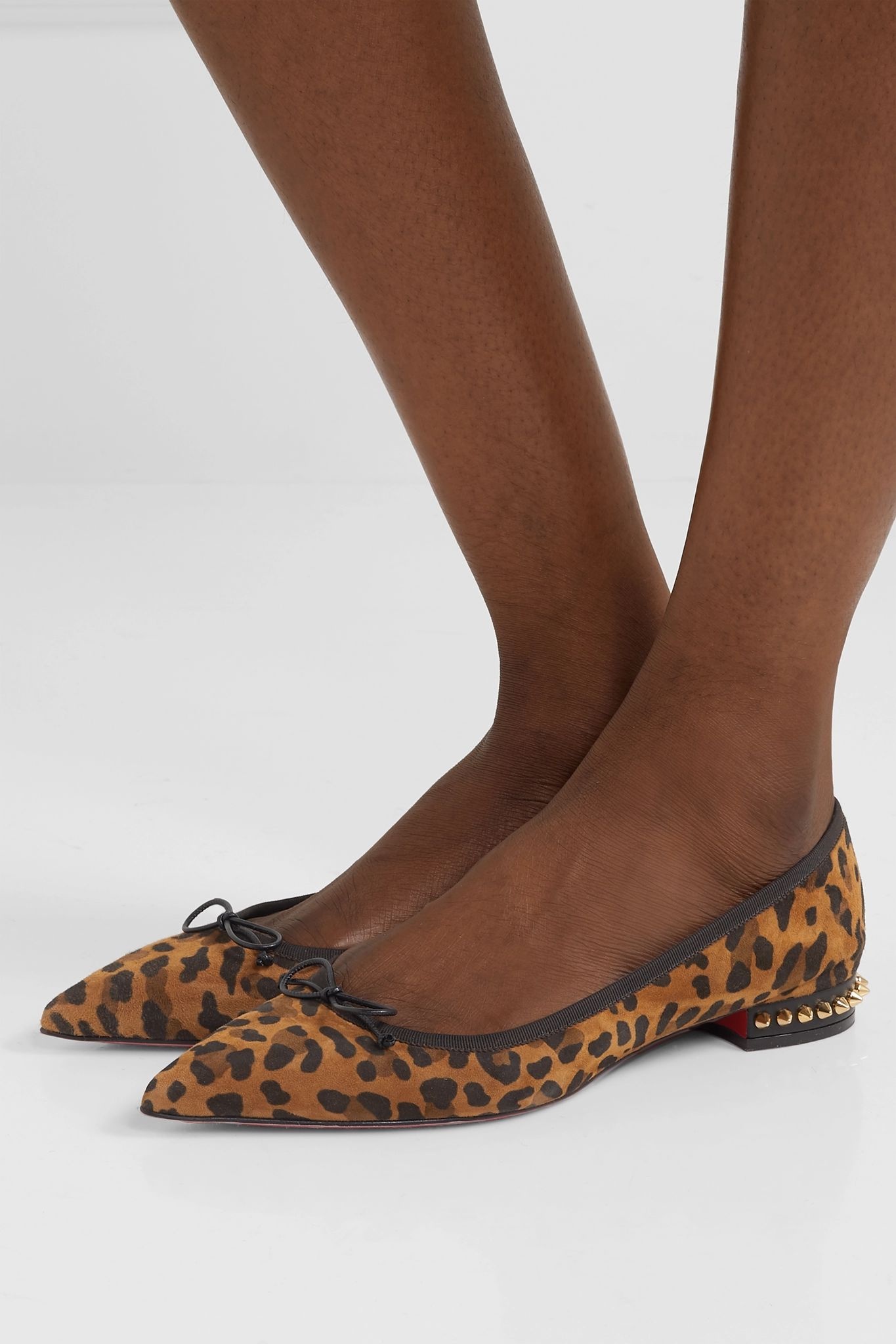 Hall spiked leopard-print suede point-toe flats - 2