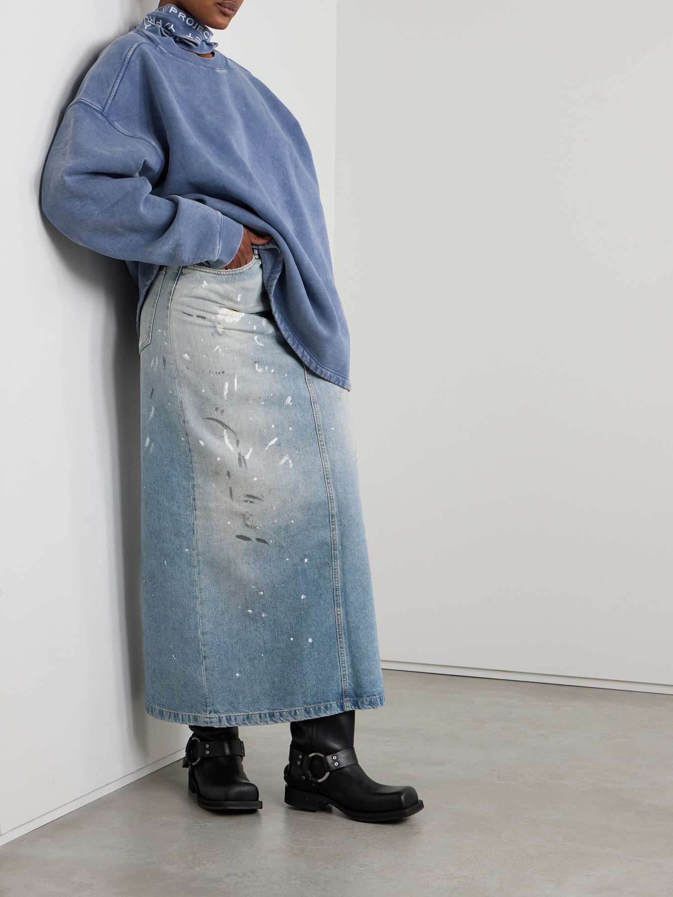 Paint-splattered denim maxi skirt - 2