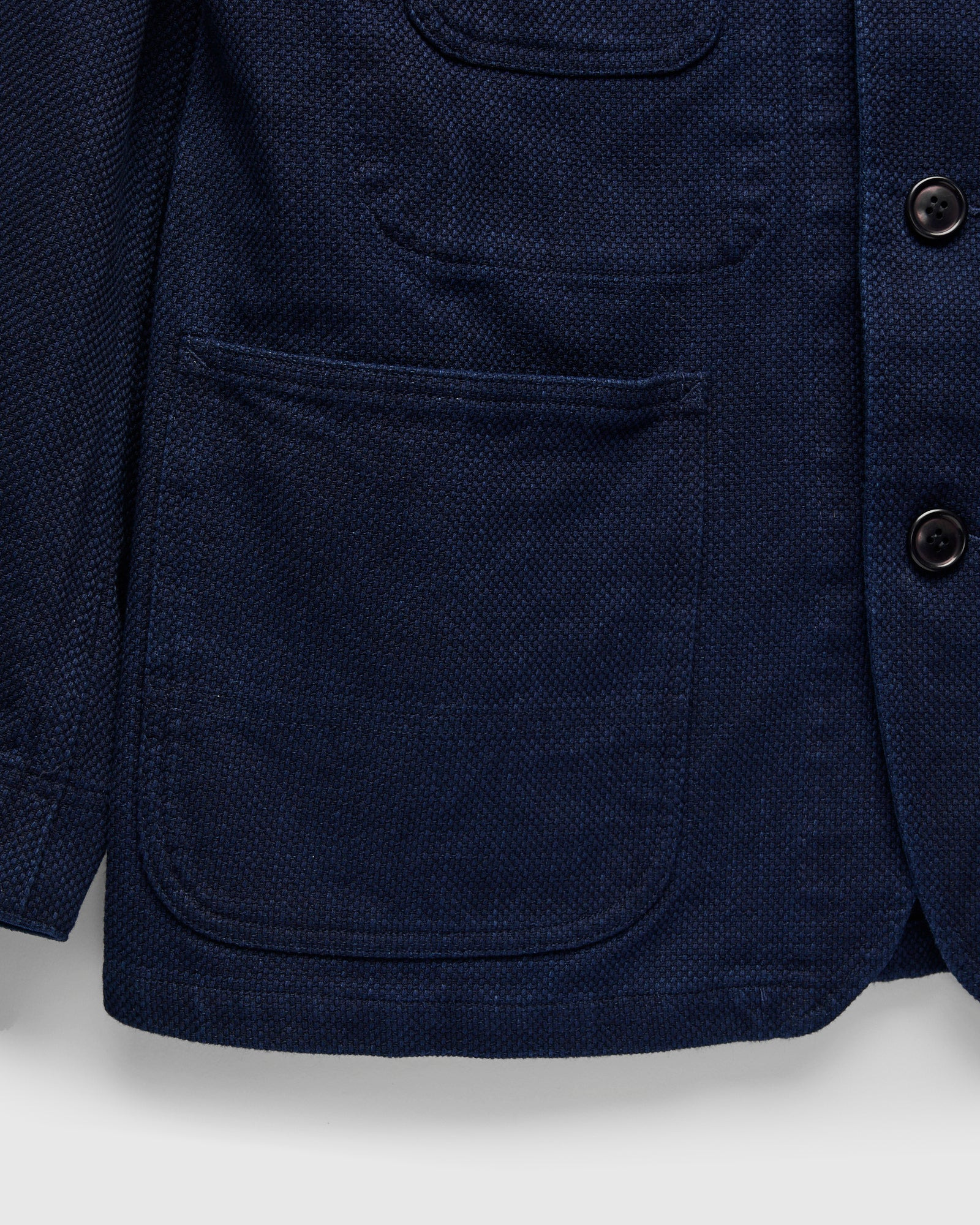 Double Cloth Sashiko Coverall Jacket in Pure Indigo - 6