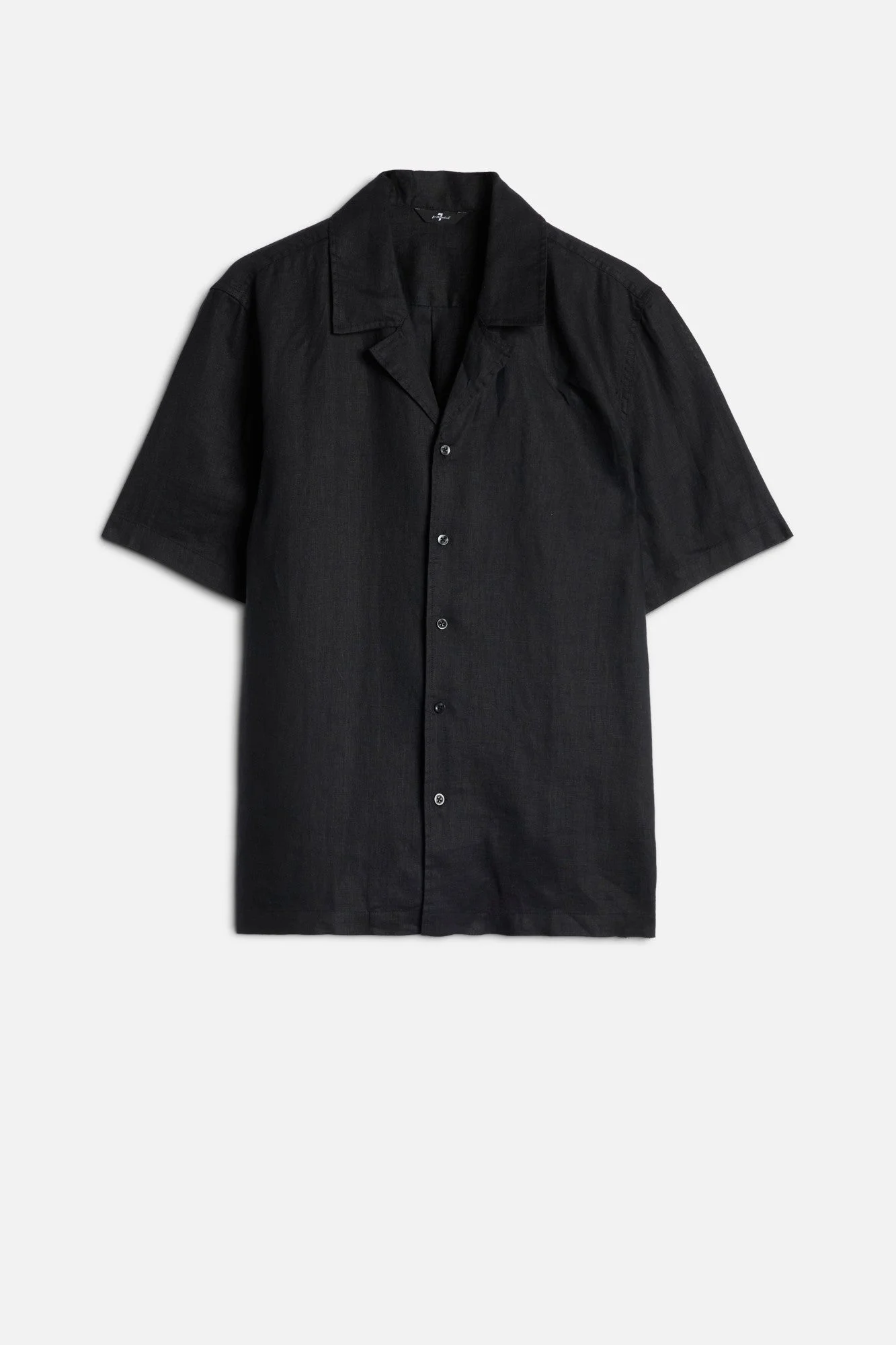 Linen Camp Shirt in Black - 1