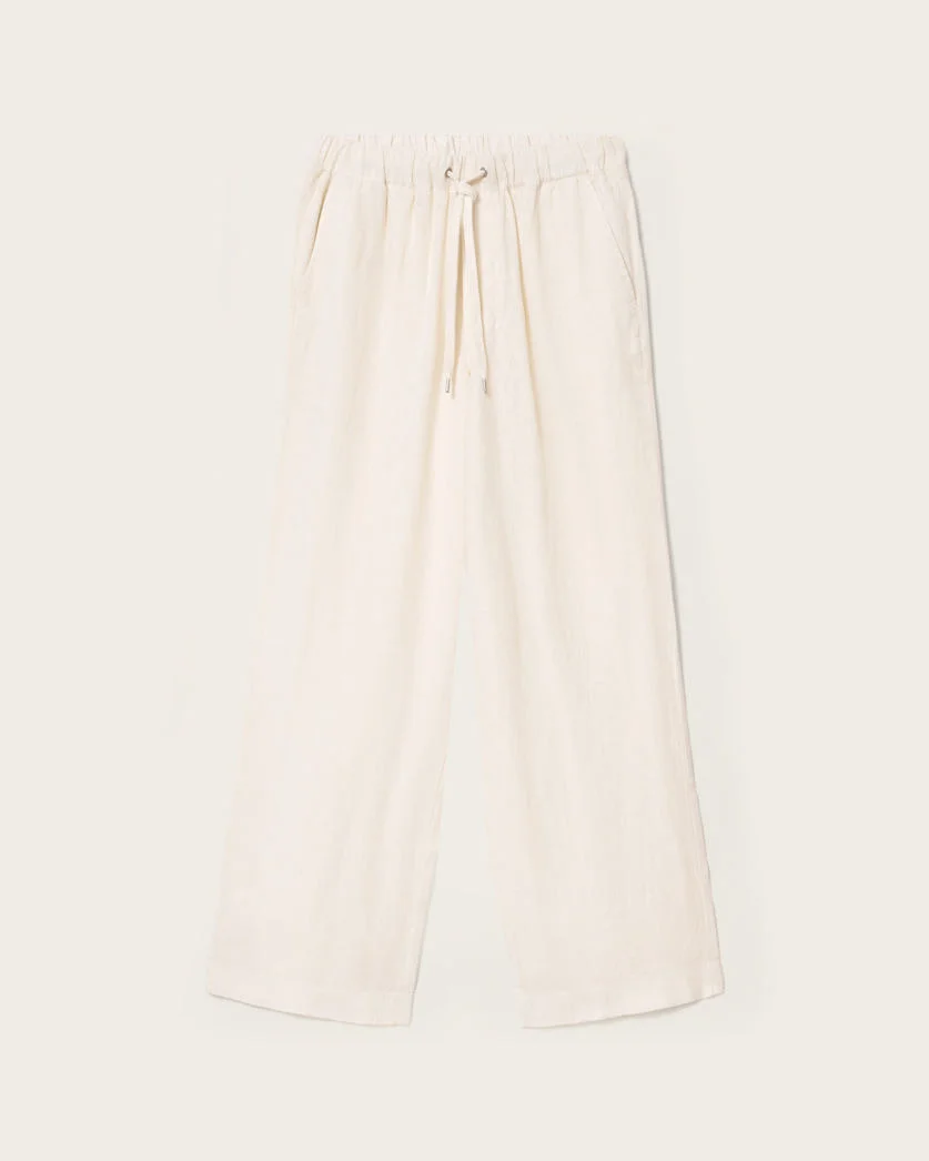 SHARP STRAIGHT LEG LINEN PANTS - 1
