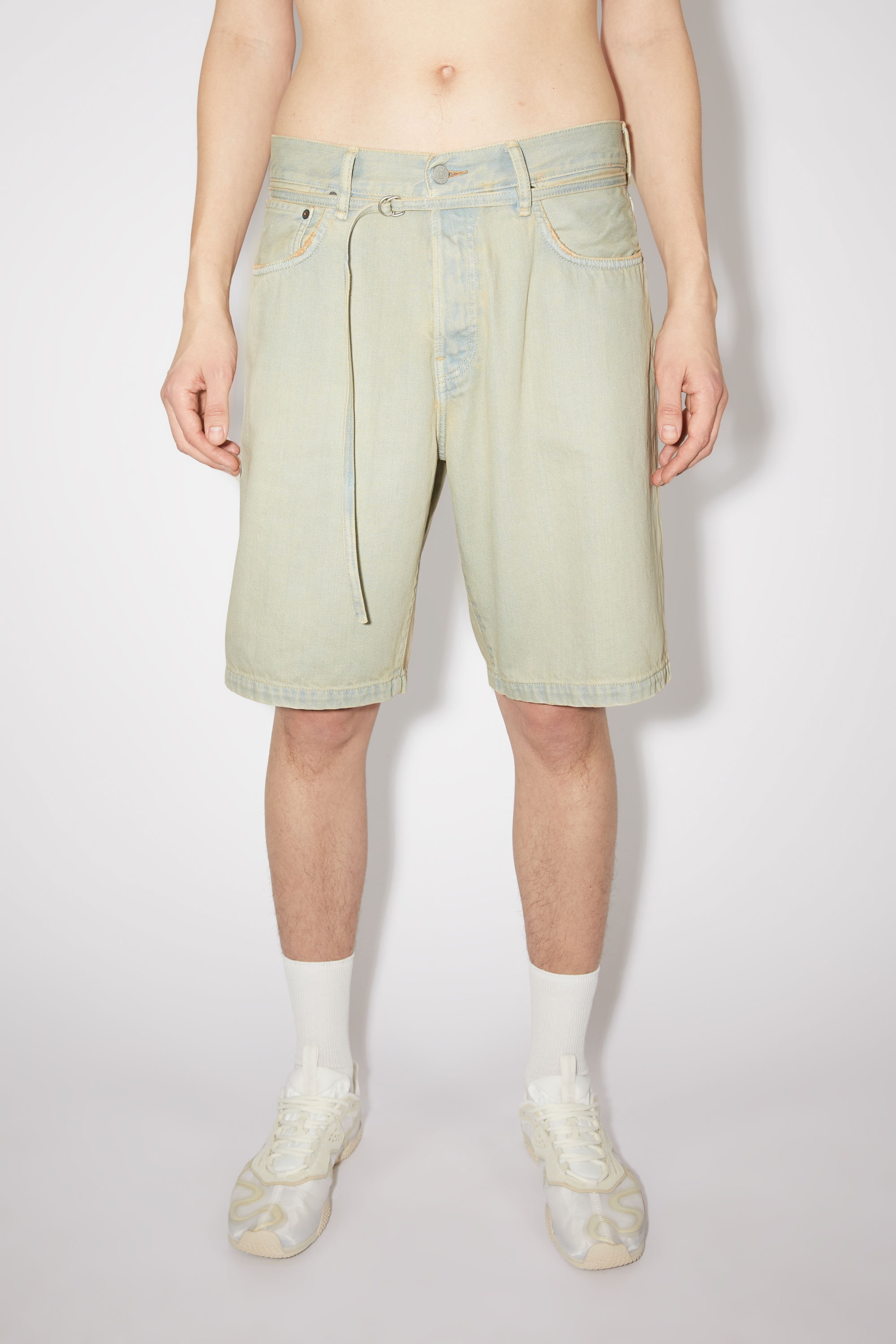 Loose fit denim shorts - Pale yellow/pale blue - 2