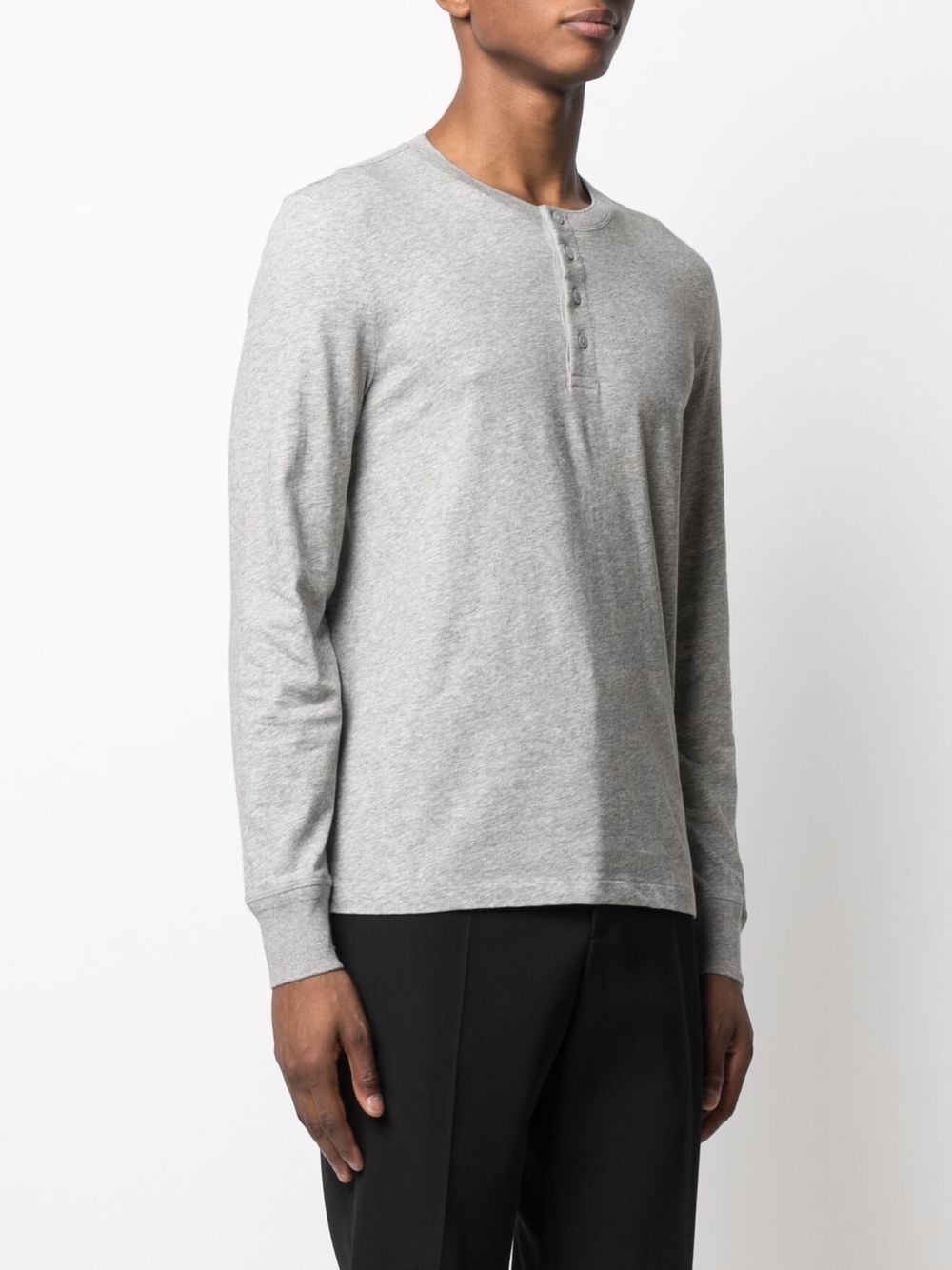 long-sleeved henley top - 3