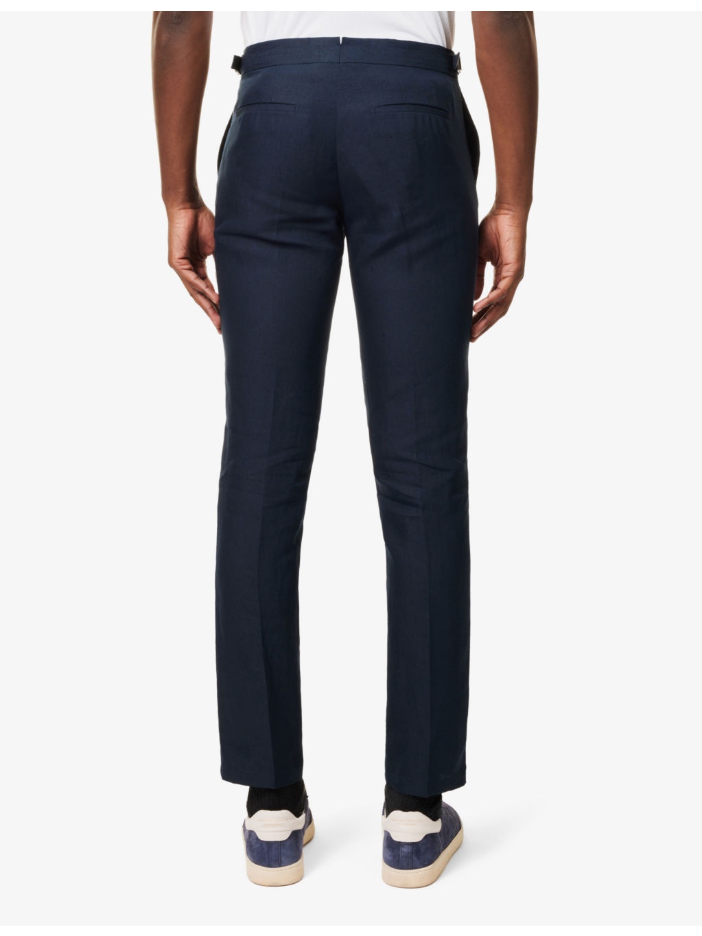 Griffon two-slip-pockets mid-rise regular-fit linen trousers - 4