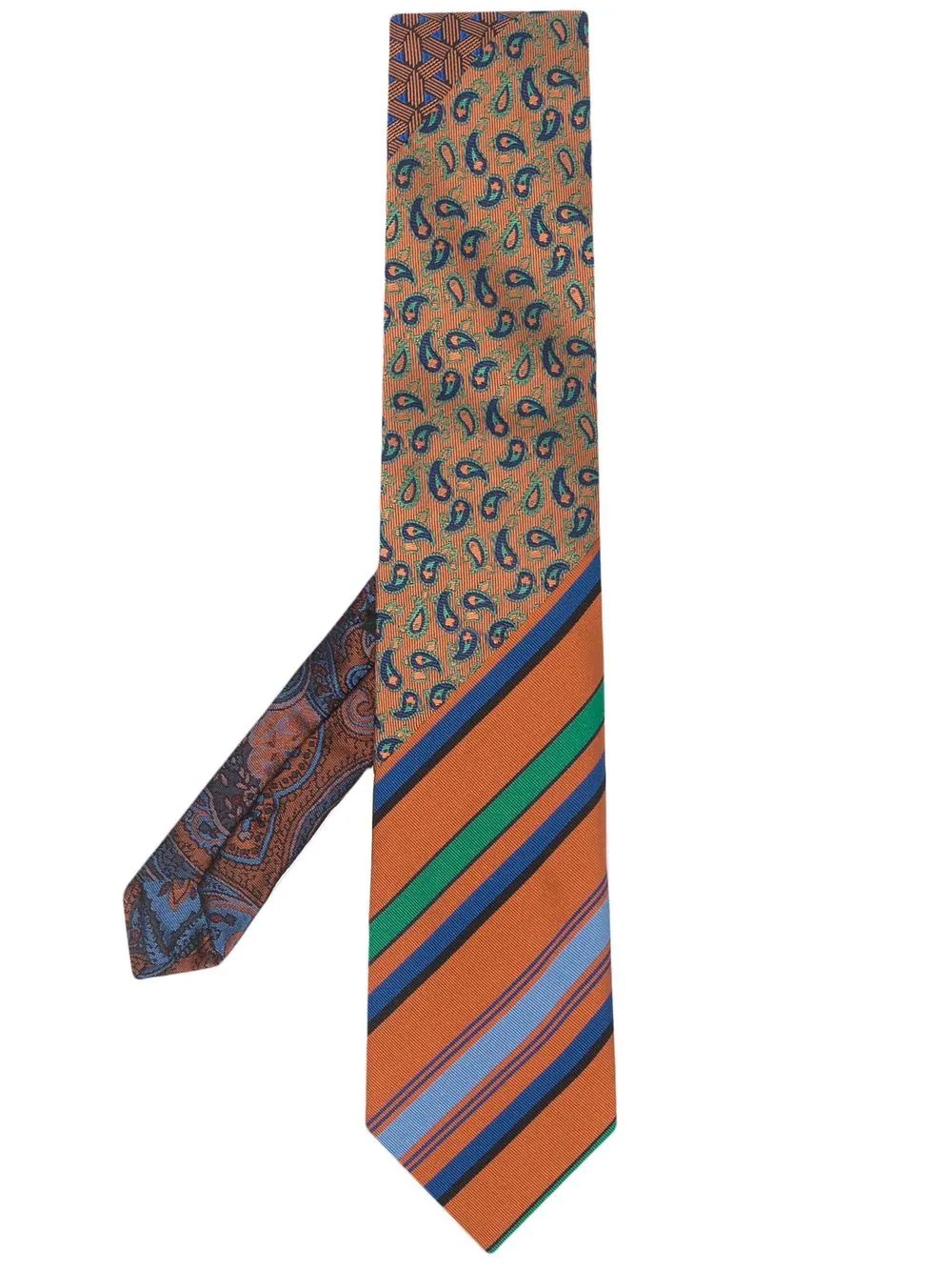 striped-paisley cotton-silk tie - 1