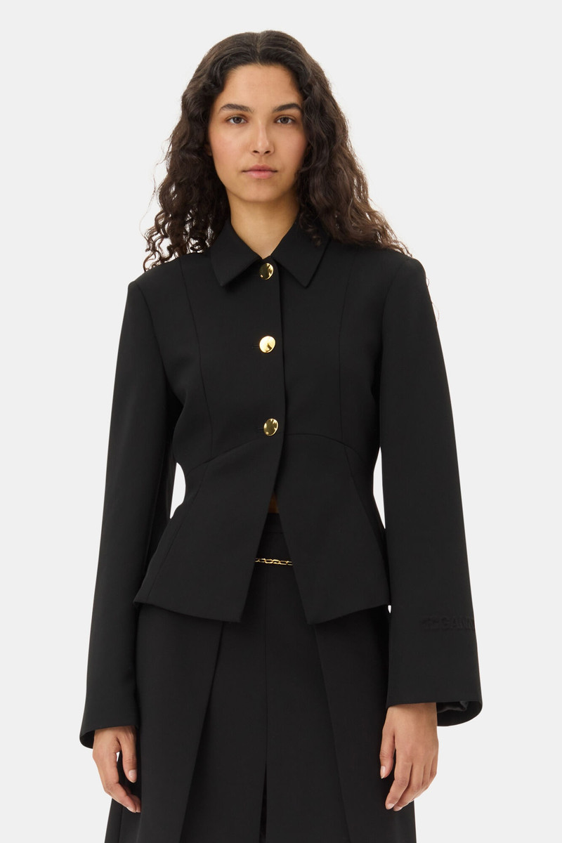 GANNI BLACK LIGHT TWILL SUITING BLAZER outlook