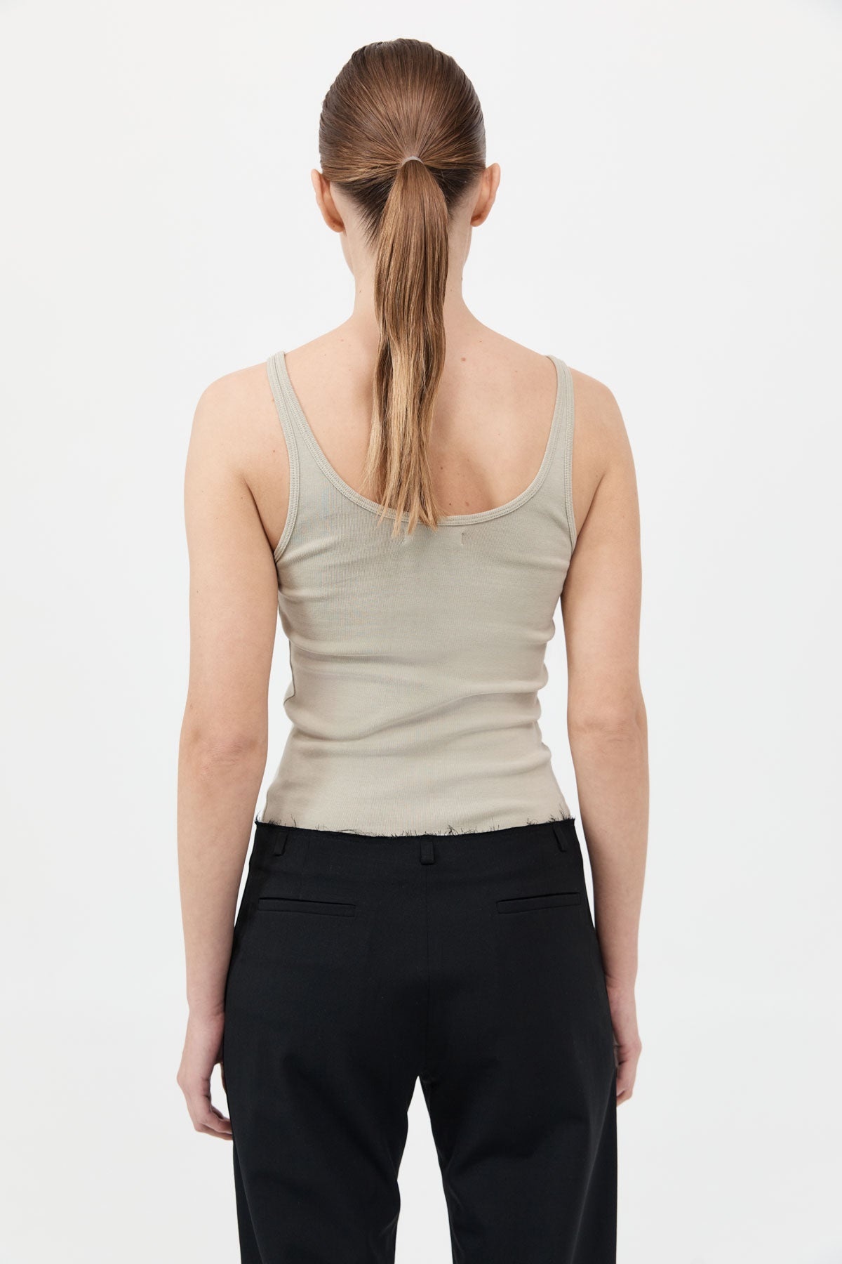 Organic Cotton Slim Scoop Tank - Moss Grey - 5