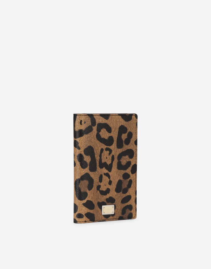 Leopard-print Crespo passport holder with branded plate - 2