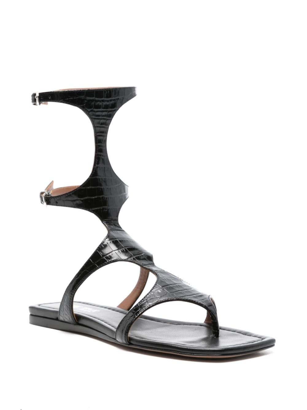 crocodile-effect flat sandals - 2