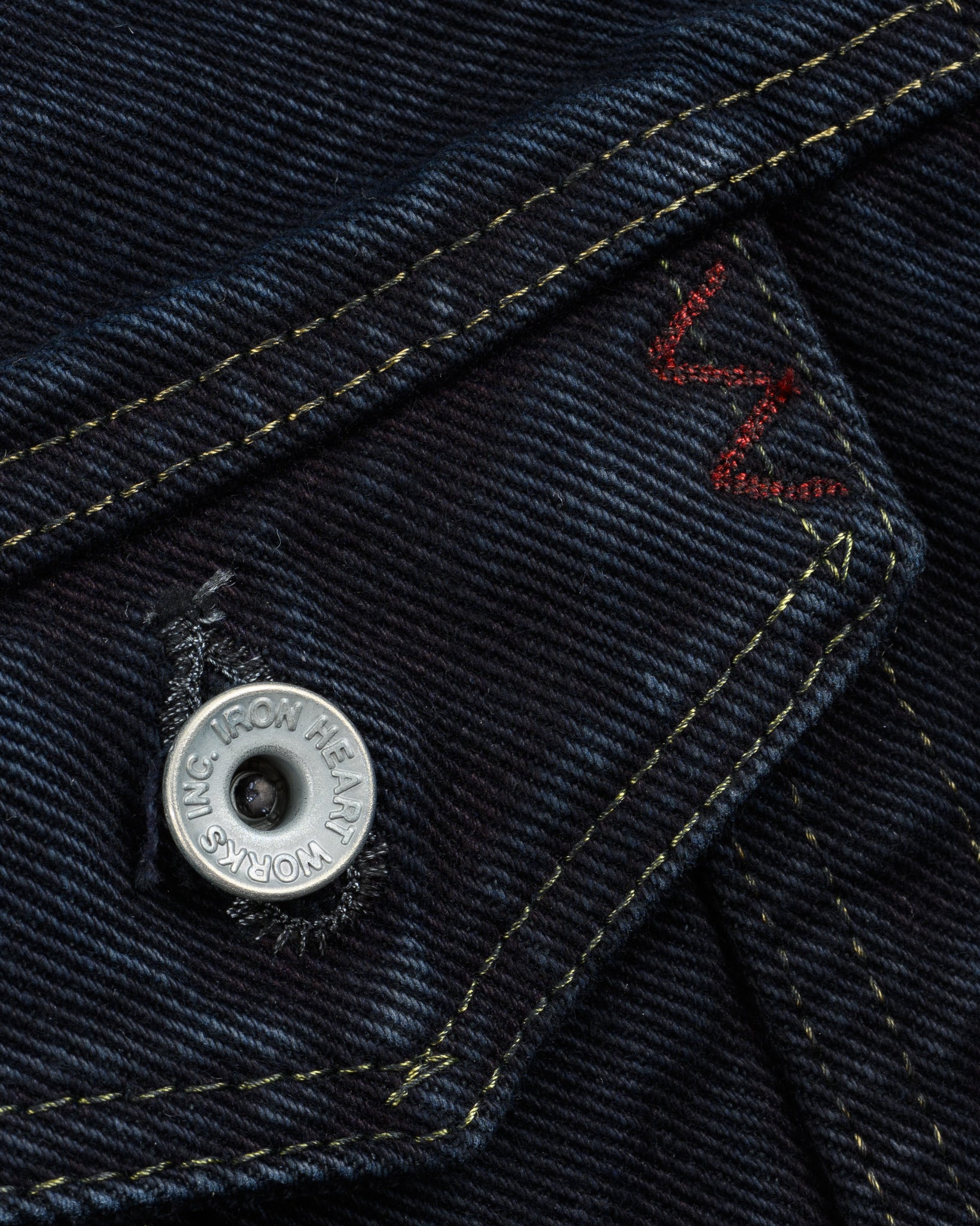 IH-526Lod 19oz Left-Hand Twill Selvedge Denim Type III Jacket -  Indigo Overdyed Black - 16