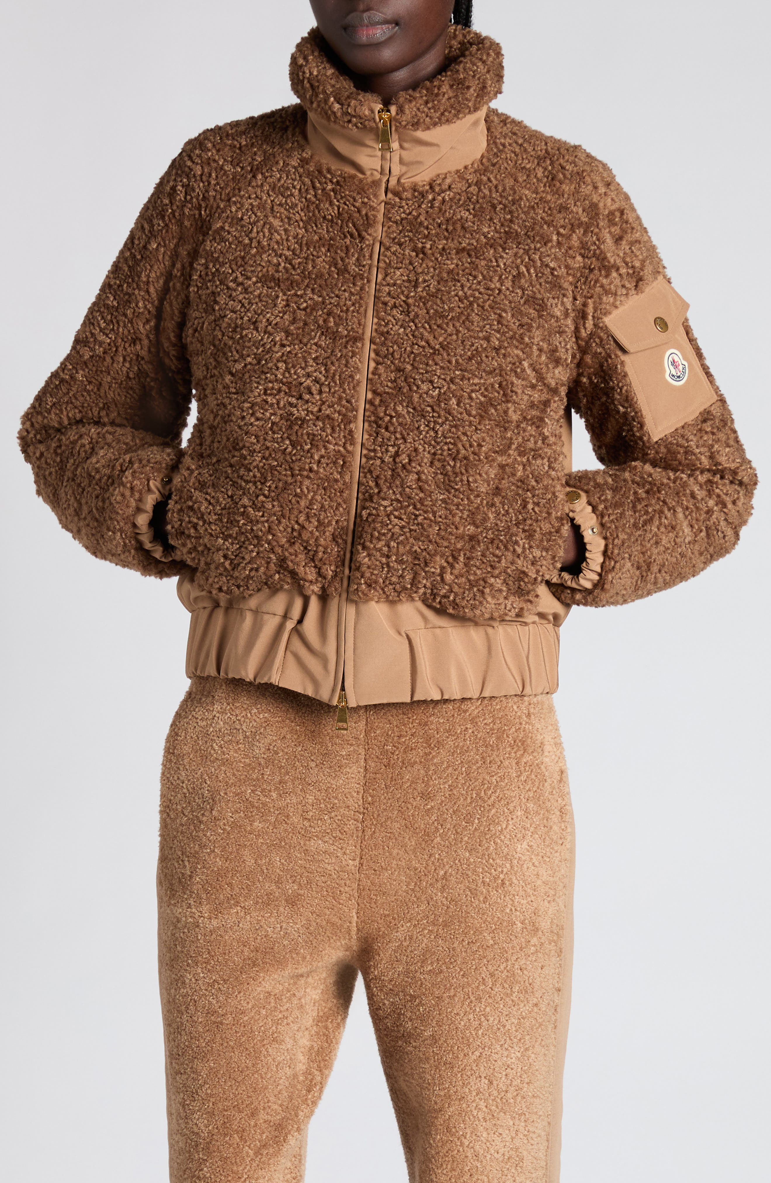 Moncler Coligny Mixed Media Down Jacket in Caribou at Nordstrom - 5