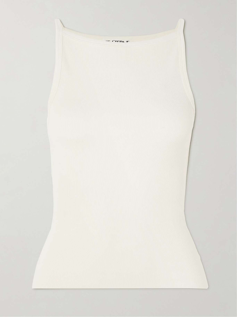 Iris 늑골 뻗기 면 및 modal-blend jersey 탱크 백색 - 1
