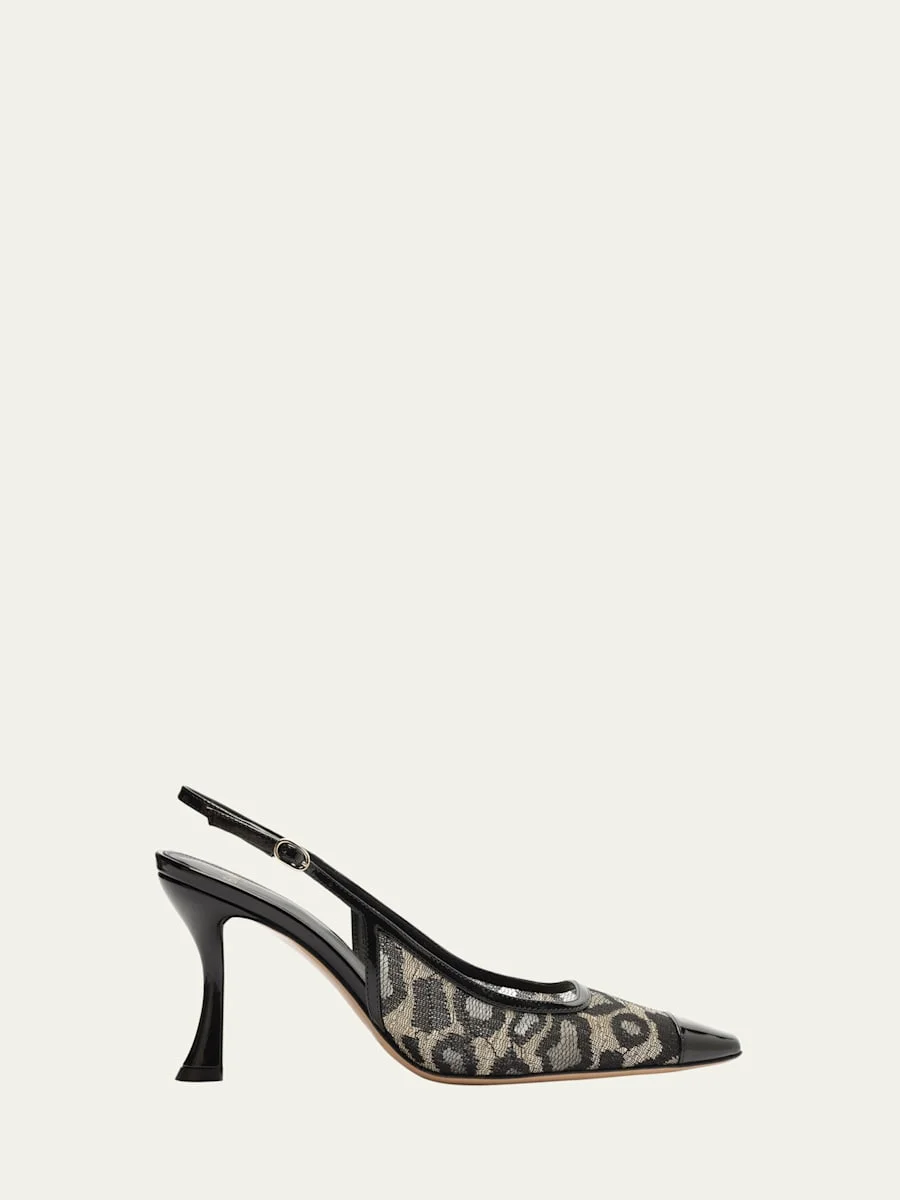Olivia Leopard Mesh Slingback Pumps - 1