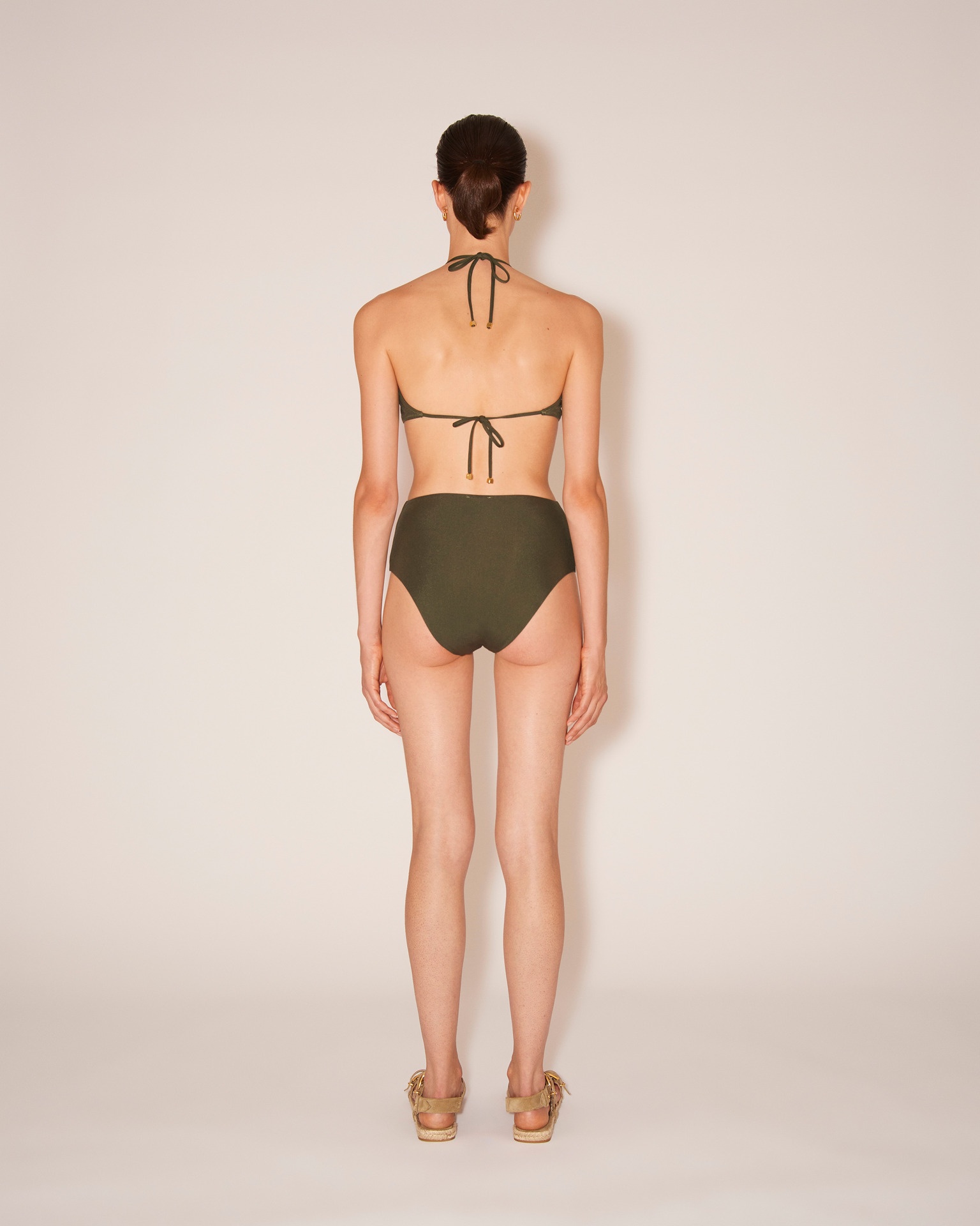 JALISA - Shimmer-stretch bikini top - Green - 5