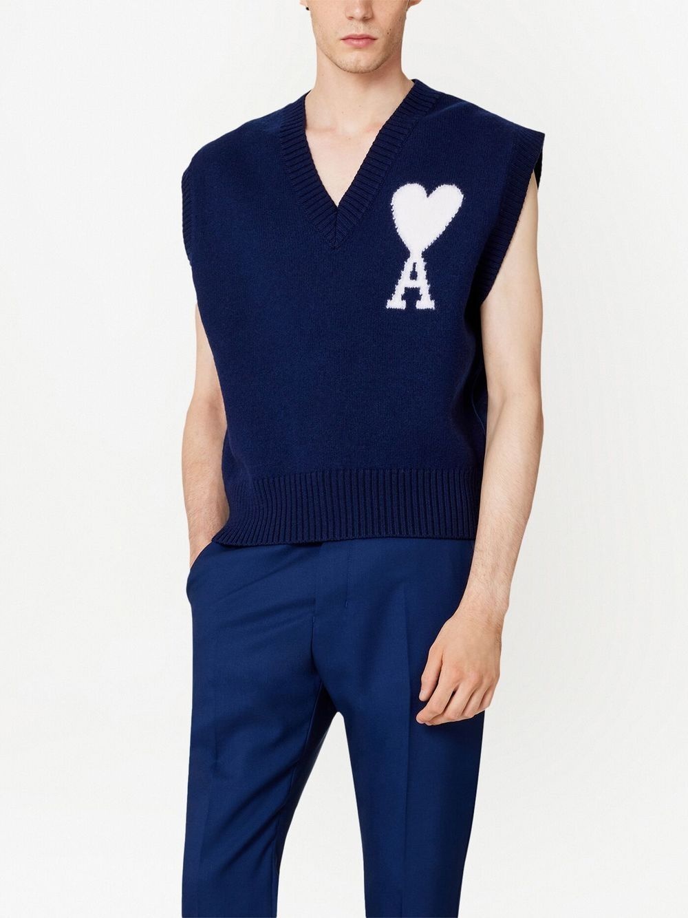 logo-intarsia knit vest - 4