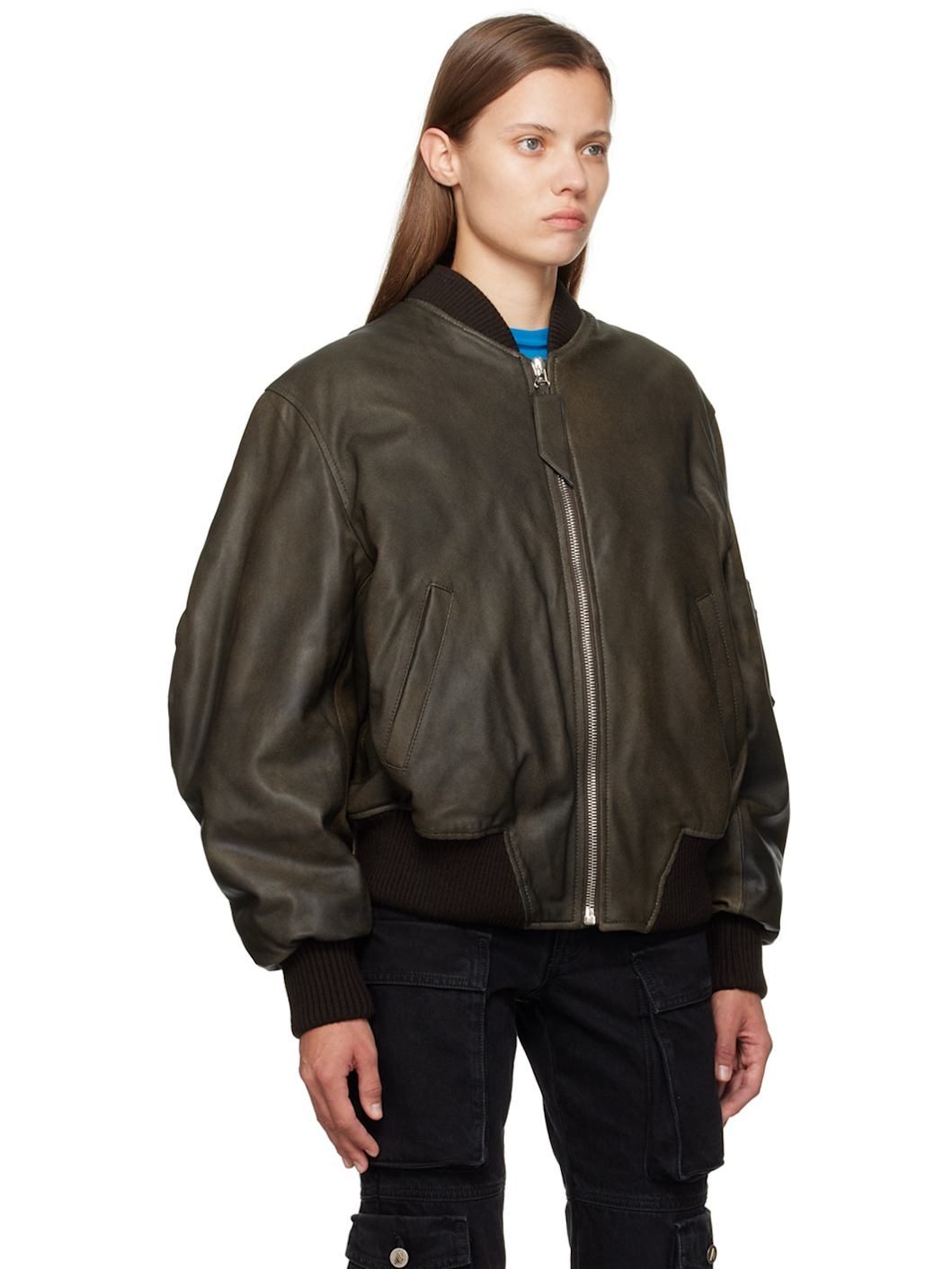 SSENSE Exclusive Brown Anja Leather Bomber Jacket - 2