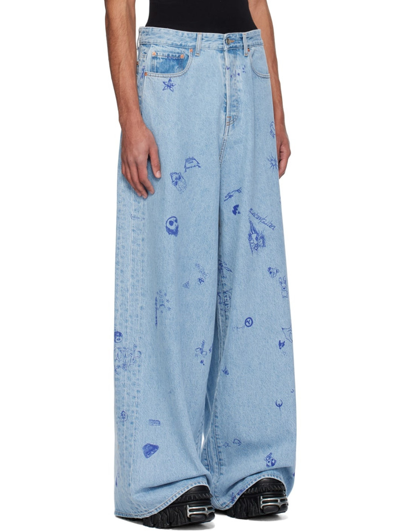 Blue Scribbled Big Shape Jeans 2
