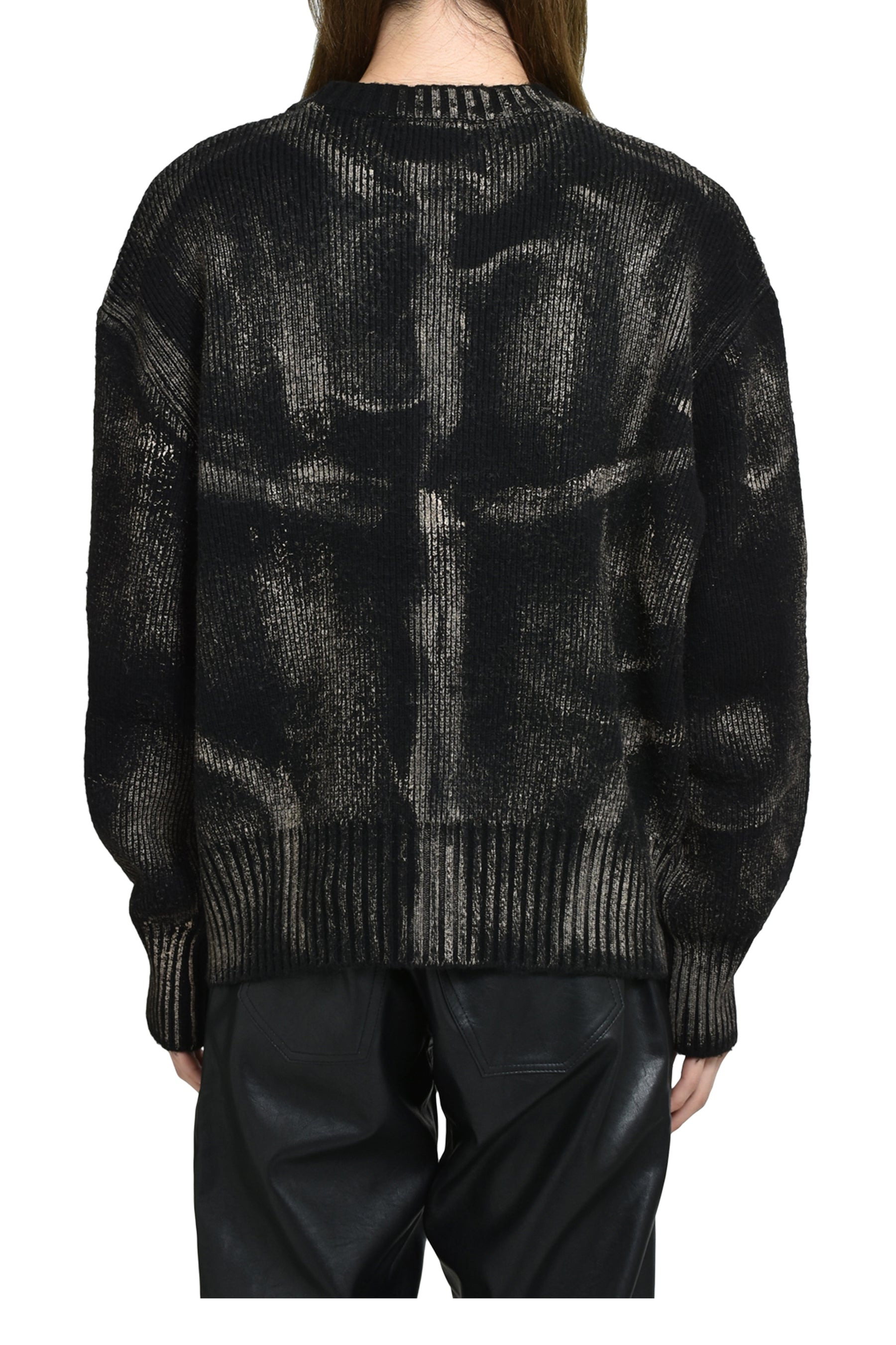 PAINTED CORSET KNIT CARDIGAN / BLK - 2