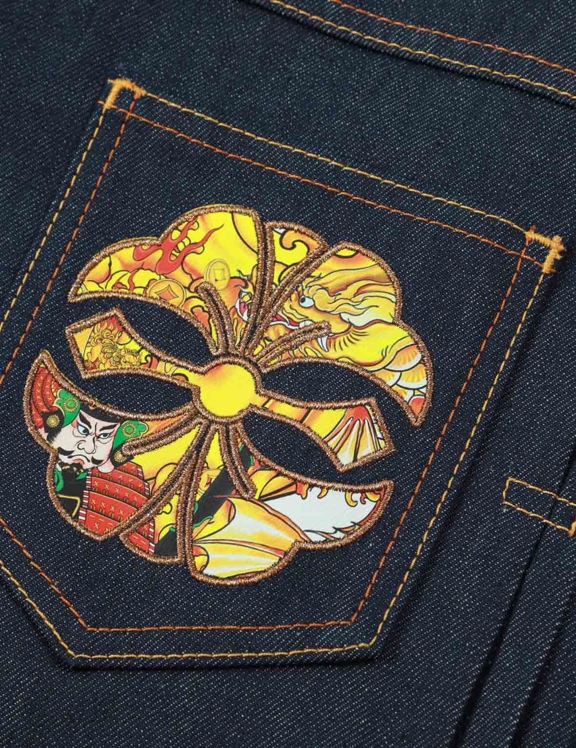 SAMURAI-PATTERN KAMON AND SEAGULL DENIM SHIRT - 7