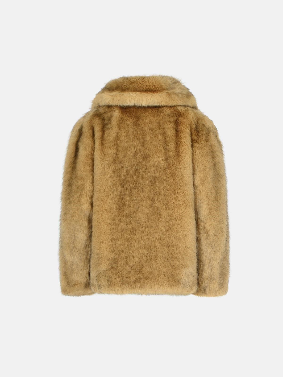 'VALENTINA' BROWN FAUX FUR JACKET - 3