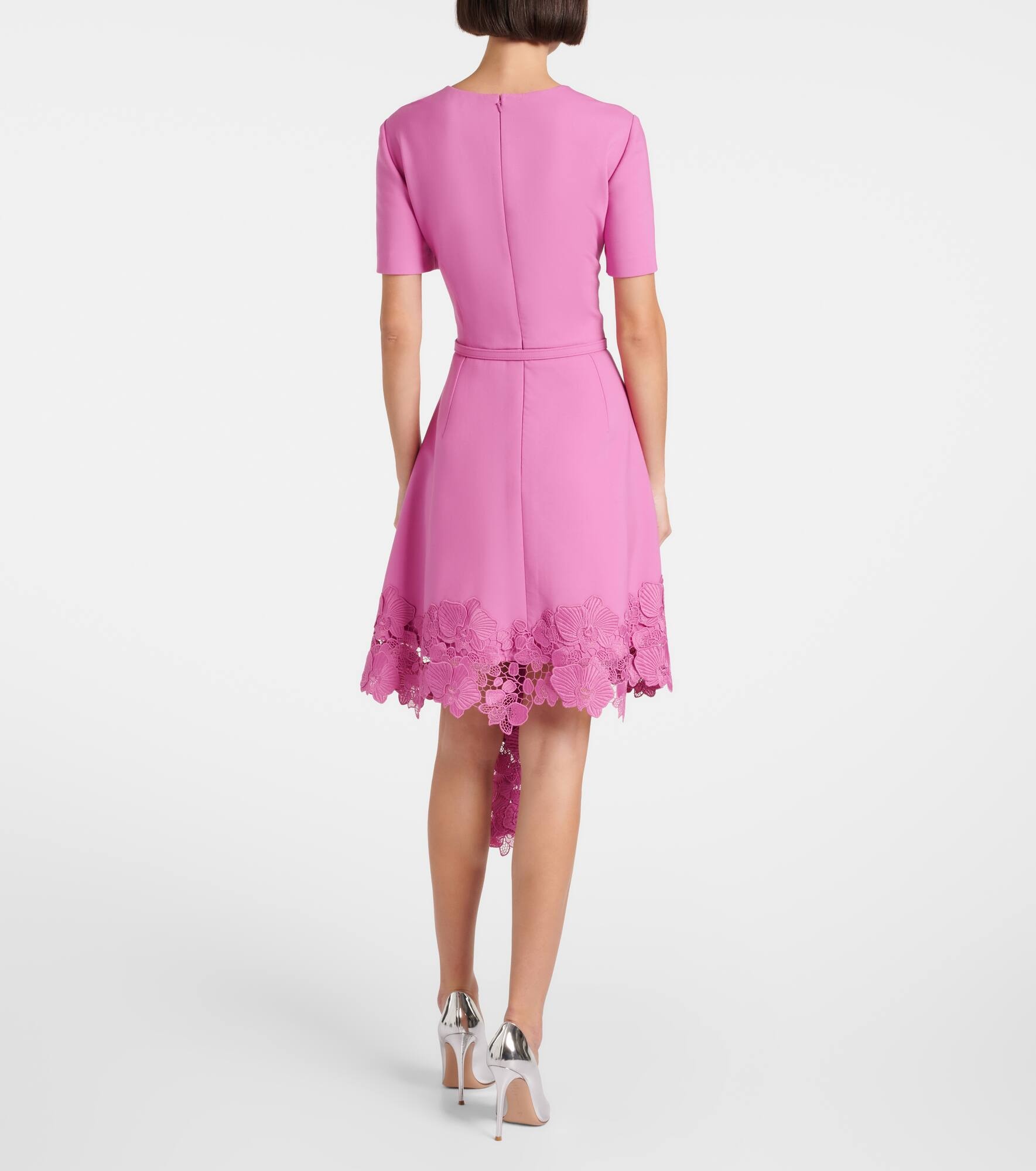 Floral lace-trimmed midi dress - 3
