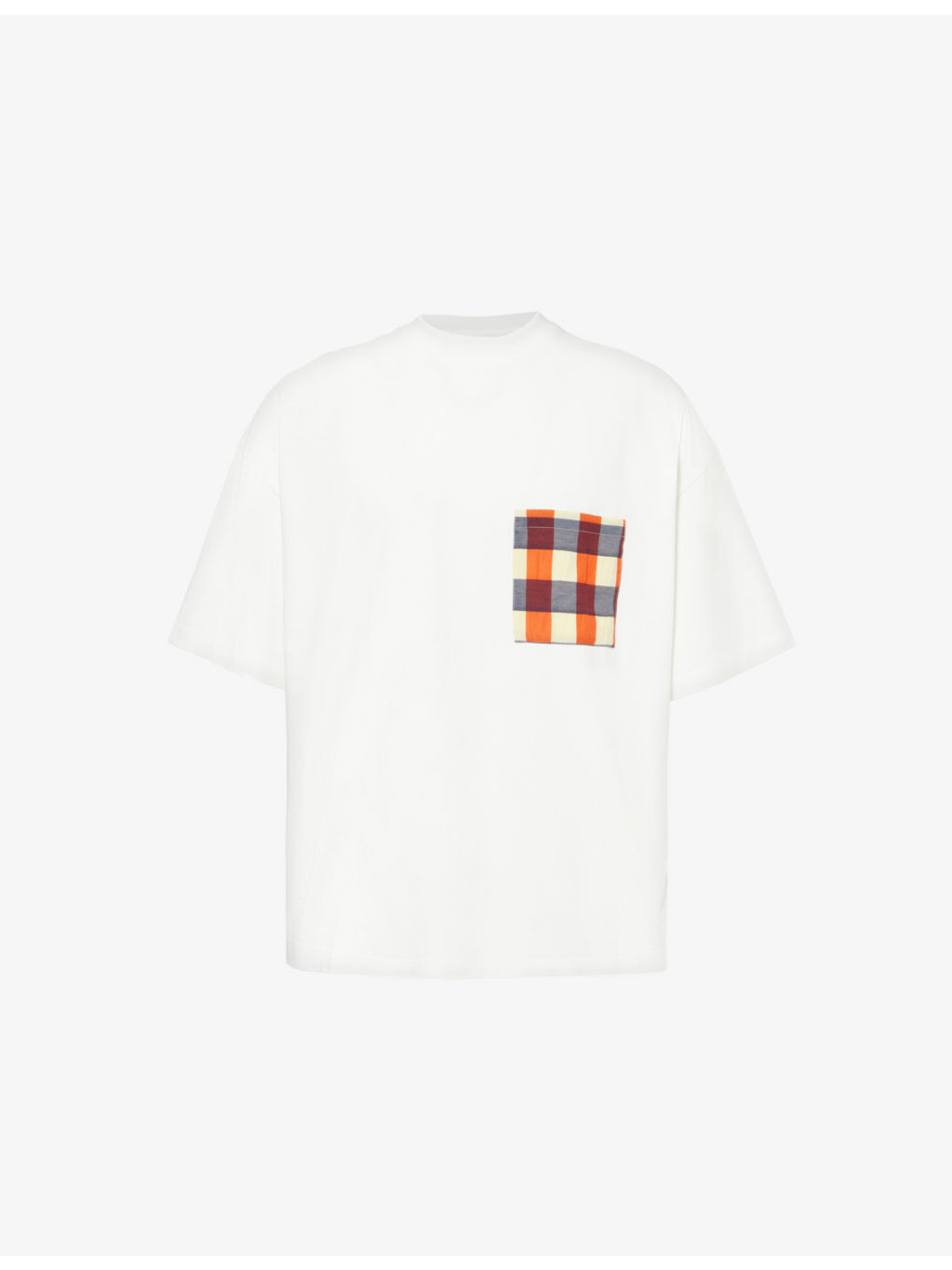 Gingham Pocket crew-neck cotton T-shirt - 1