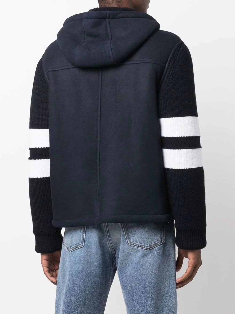 knitted logo sleeves  hooded jacket - 4