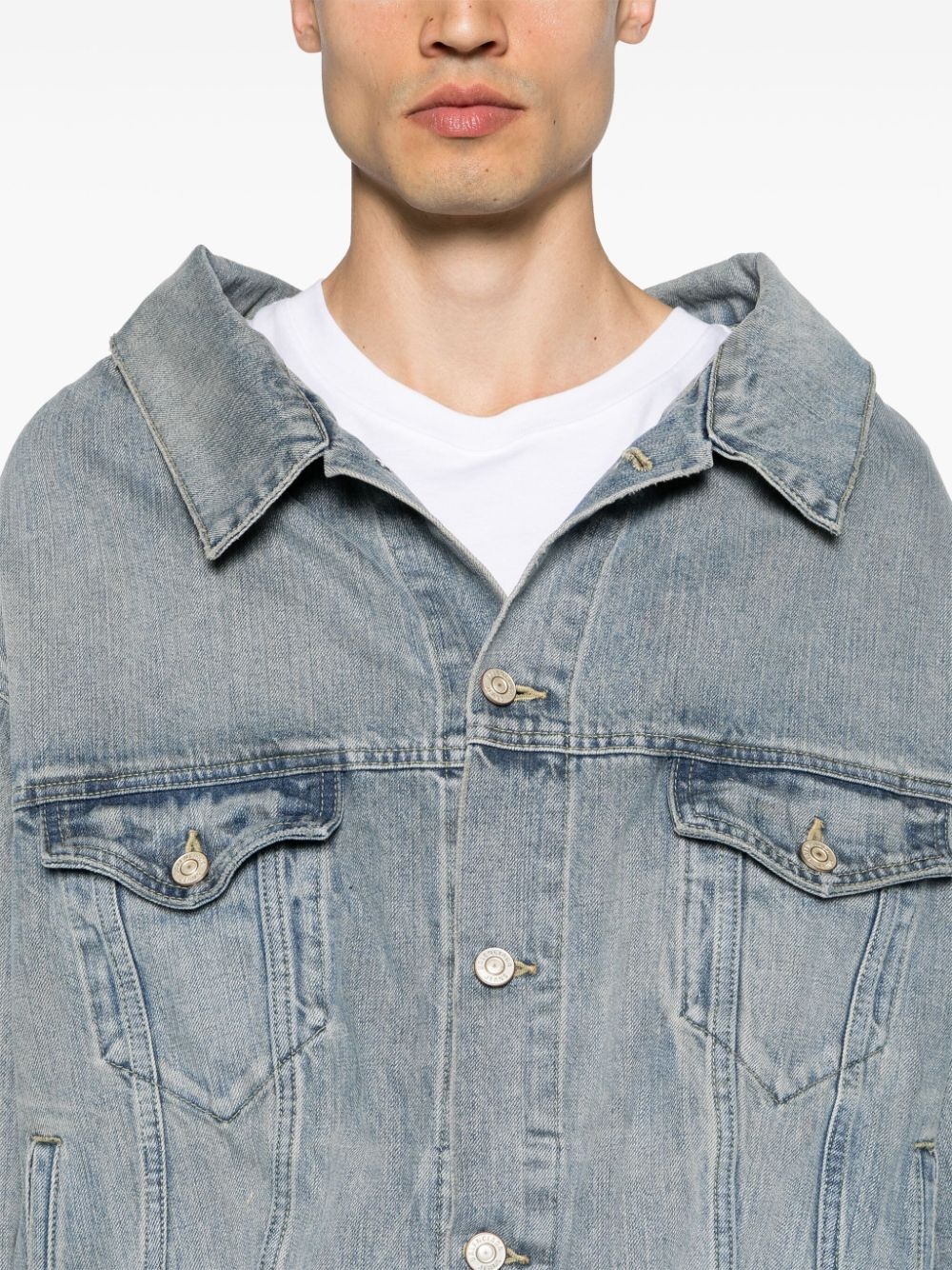 off-shoulder denim jacket - 6