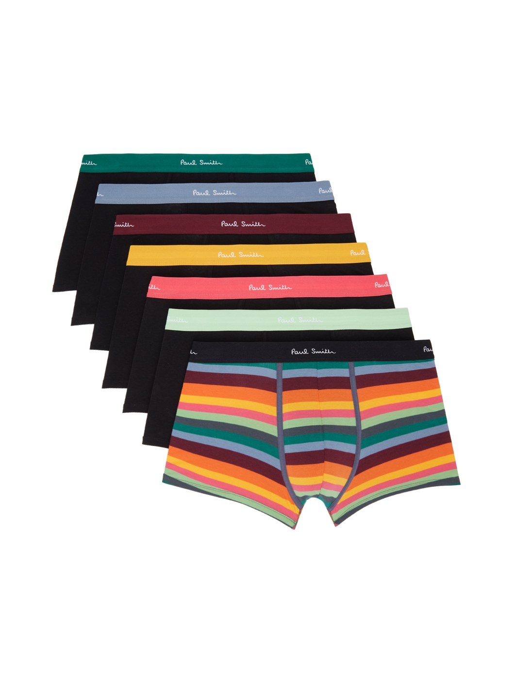 Seven-Pack Black Stripe Boxer Briefs - 1