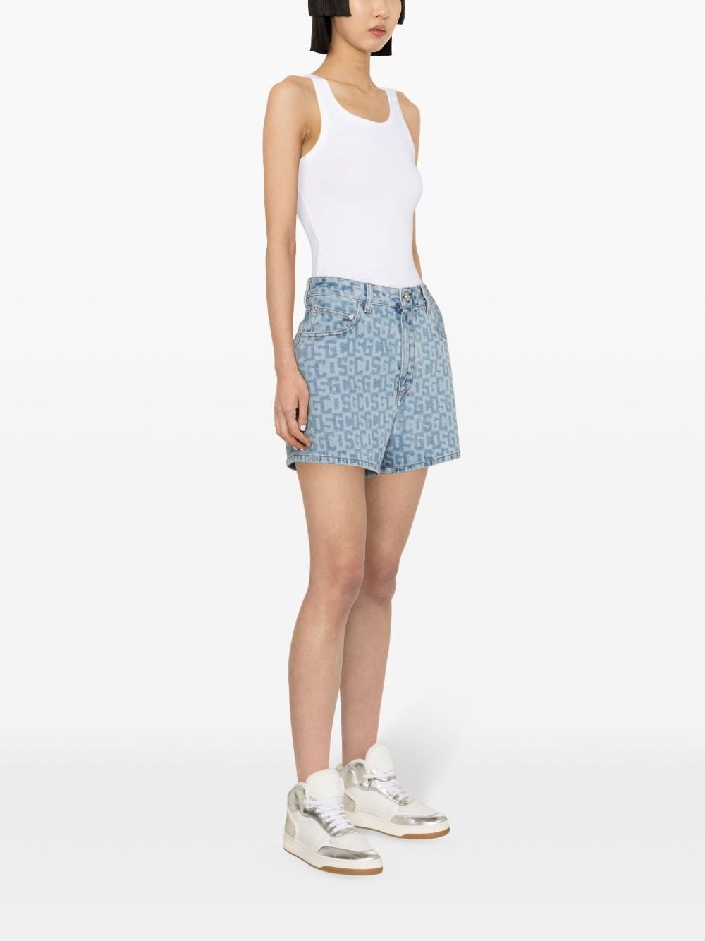 monogram high-rise denim shorts - 3