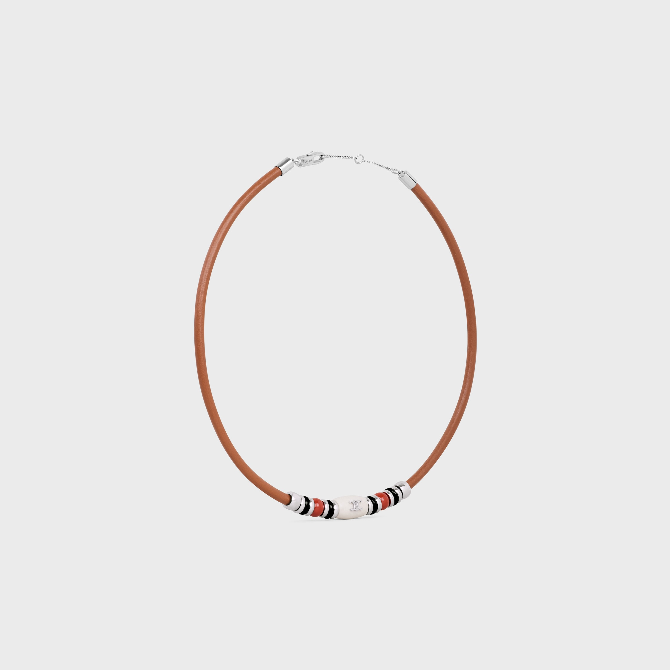 Celine Bay Stone Necklace IN Calfskin, Brass, Onyx, Jasper and Marble - 3