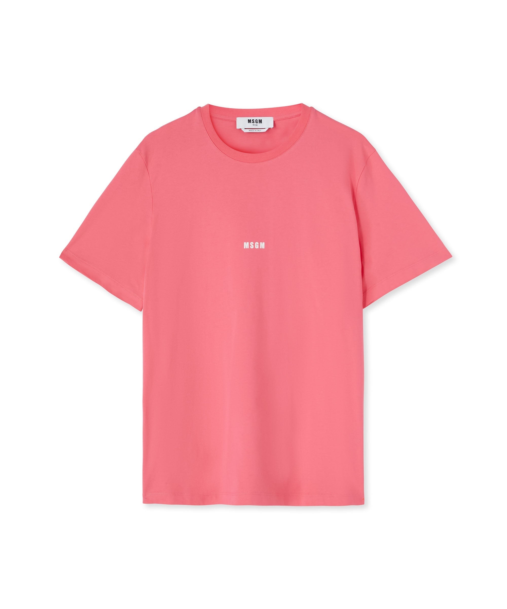 Solid color cotton crewneck t-shirt with MSGM micro logo - 1