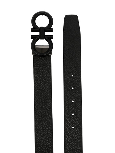 Salvatore Ferragamo double gancini textured leather belt outlook